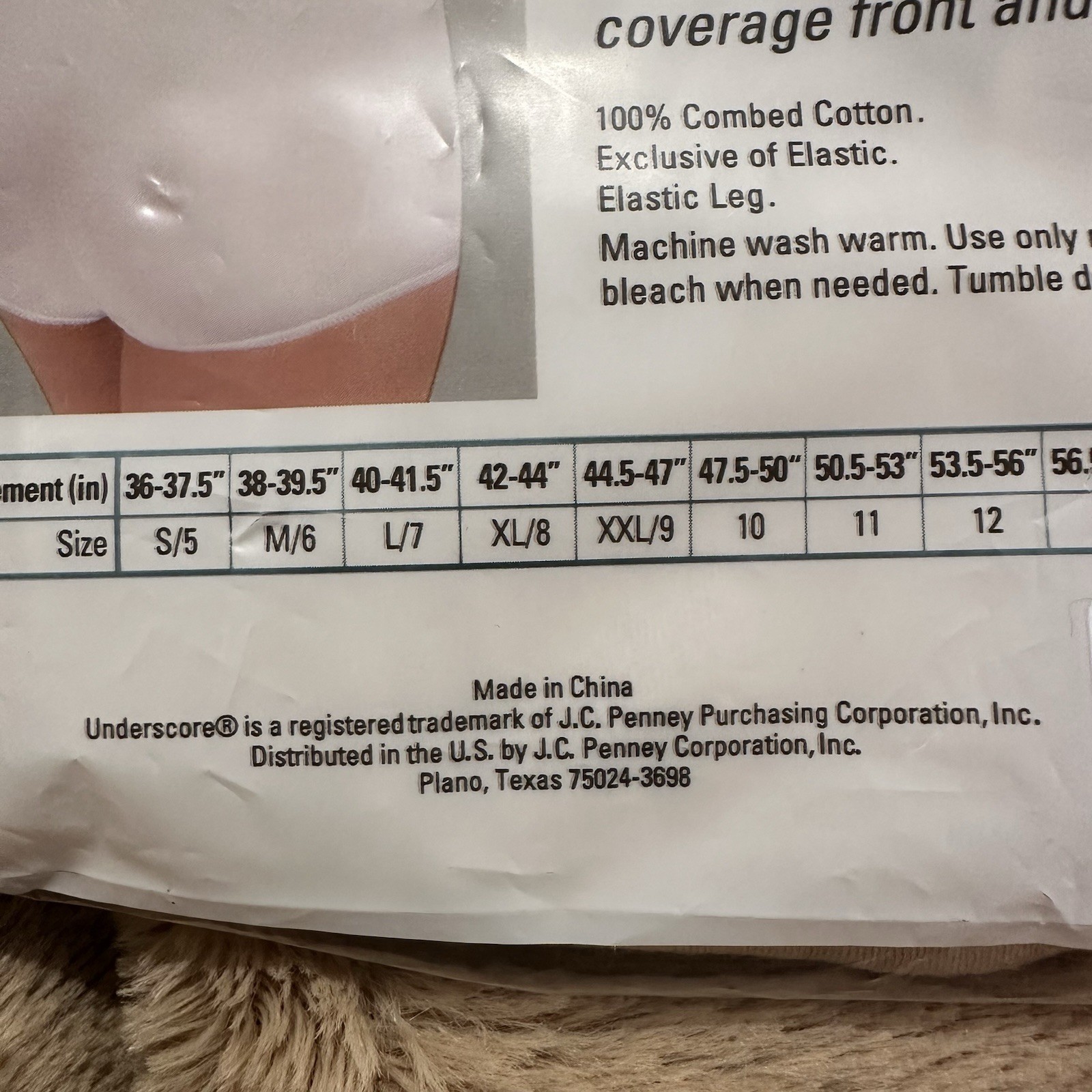 Vtg Underscore JC Penney Nude Cotton Briefs Large/7 ONE Pair NEW In Package