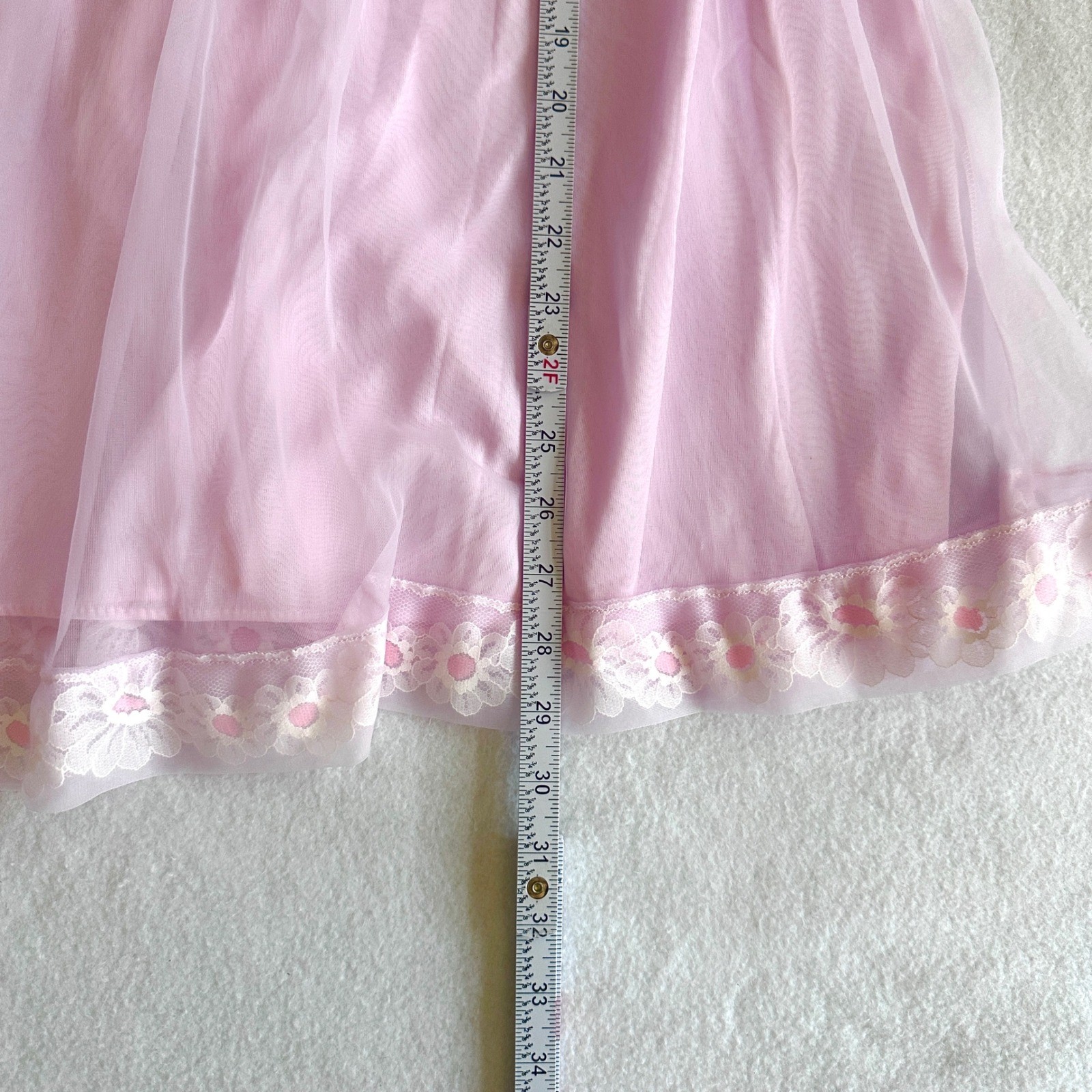 Vintage 1970s Chiffon Peignoir Set 2pc Lavender Lace Babydoll Nightgown ILGWU