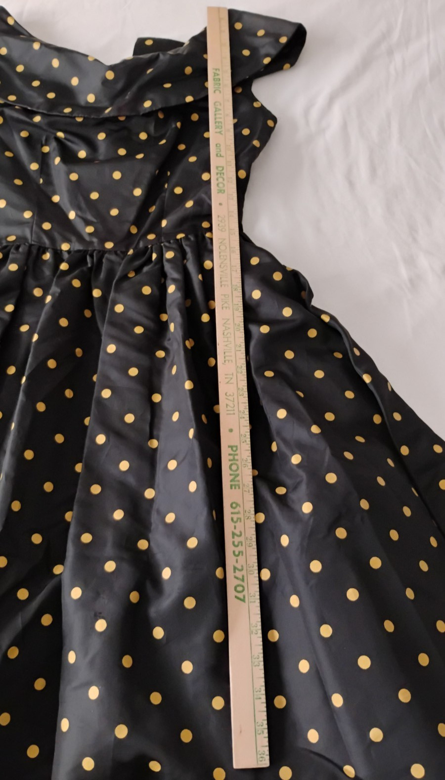 Vtg 80’S does 50’s DRESS Women’s Cocktail Evening Black Gold Polka Dot Retro 6/9