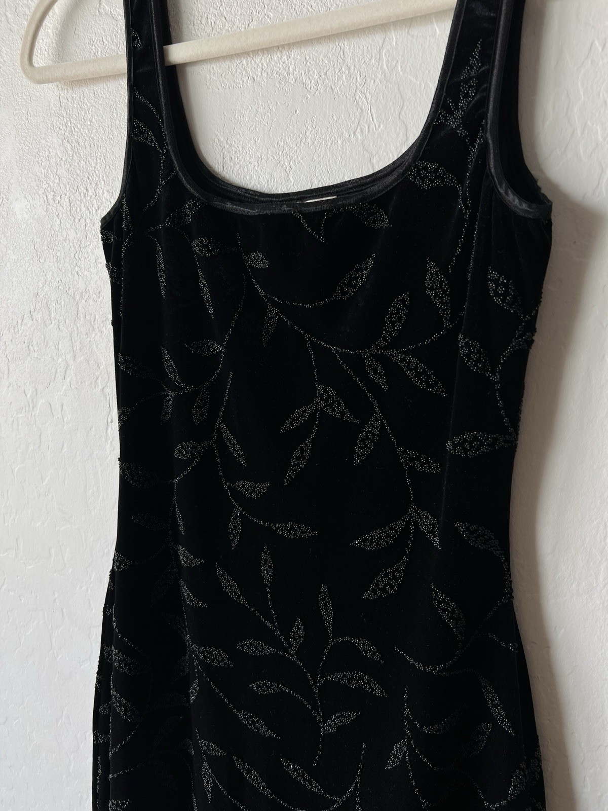 Vintage 90s Y2K Whimsigoth Romantic Goth Beaded Velvet Maxi Dress