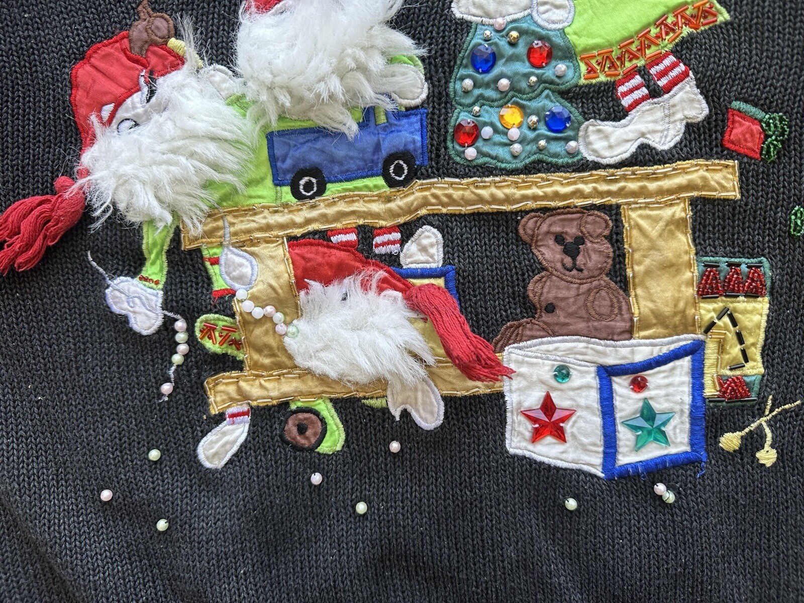 Vintage Work in Progress Gladys Bagley Ugly Christmas Embellished Sweater Size M