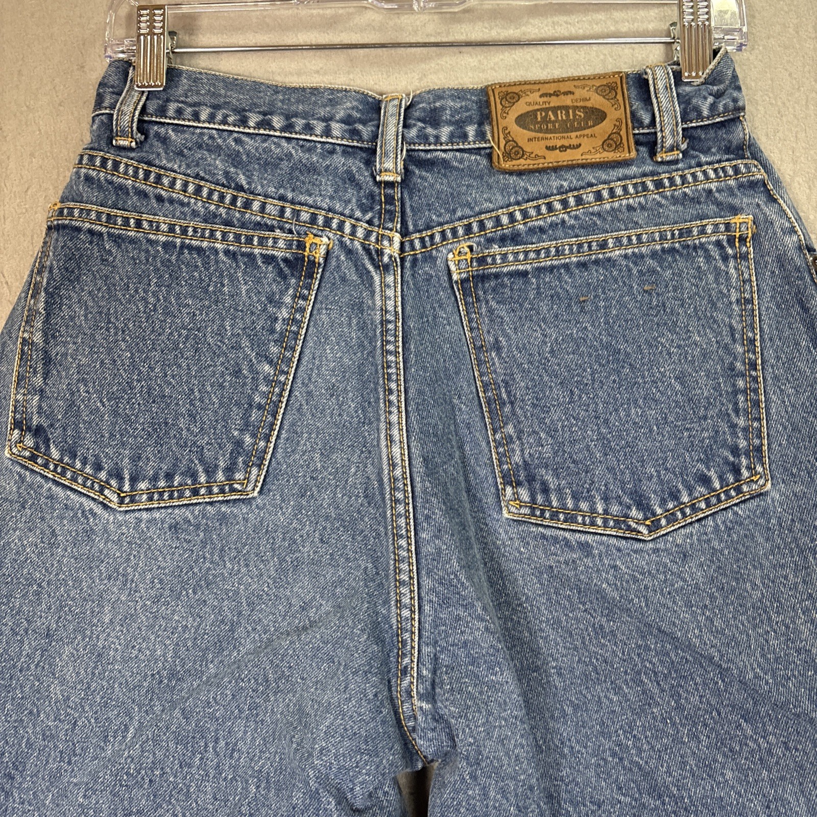 Paris Sport Club Vintage High Waisted Mom Jean Medium Wash Tapered Leg 90s Sz 11