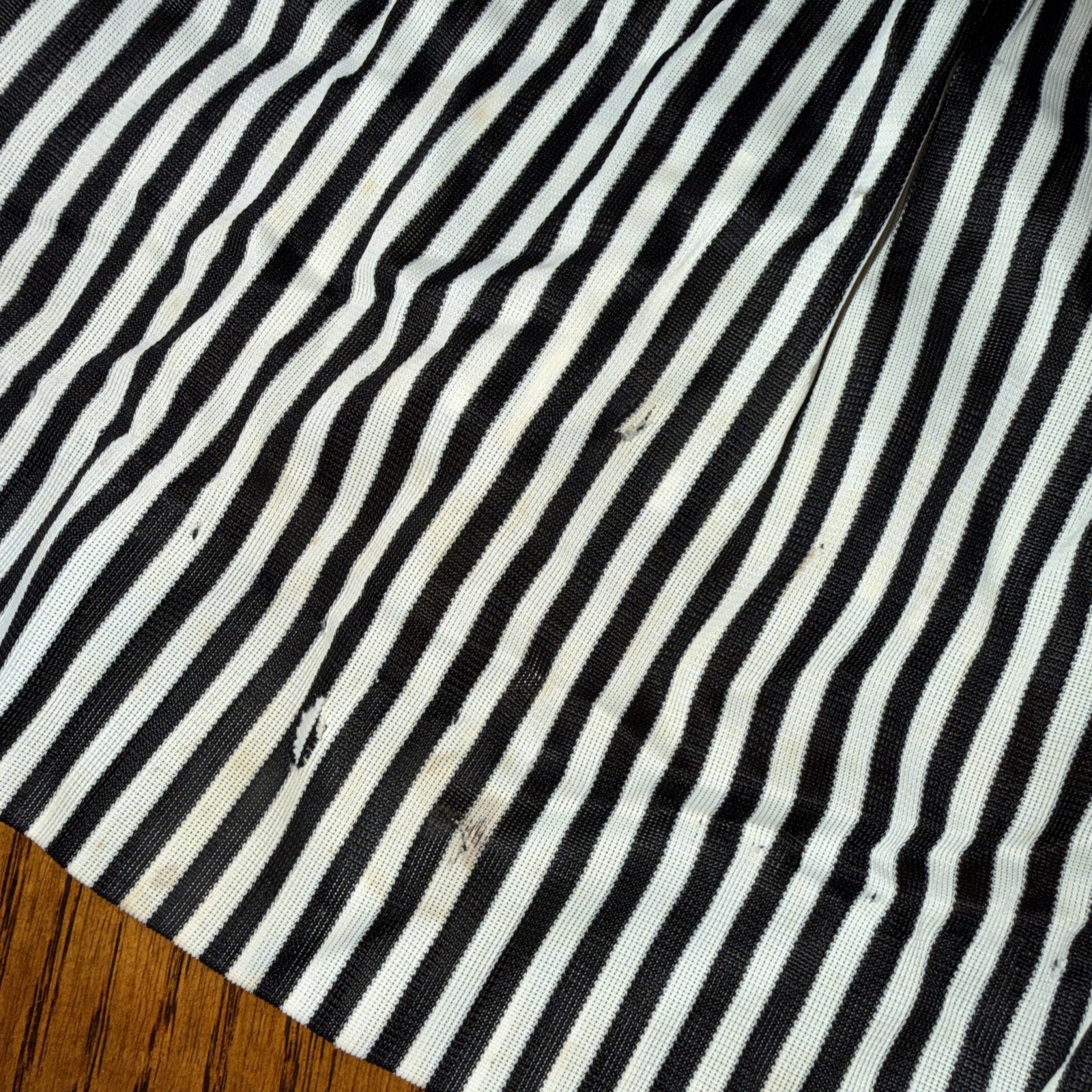 VTG 1970s Helen Scott Striped Midi Dress M/L Rockabilly Secretary Tie Neck
