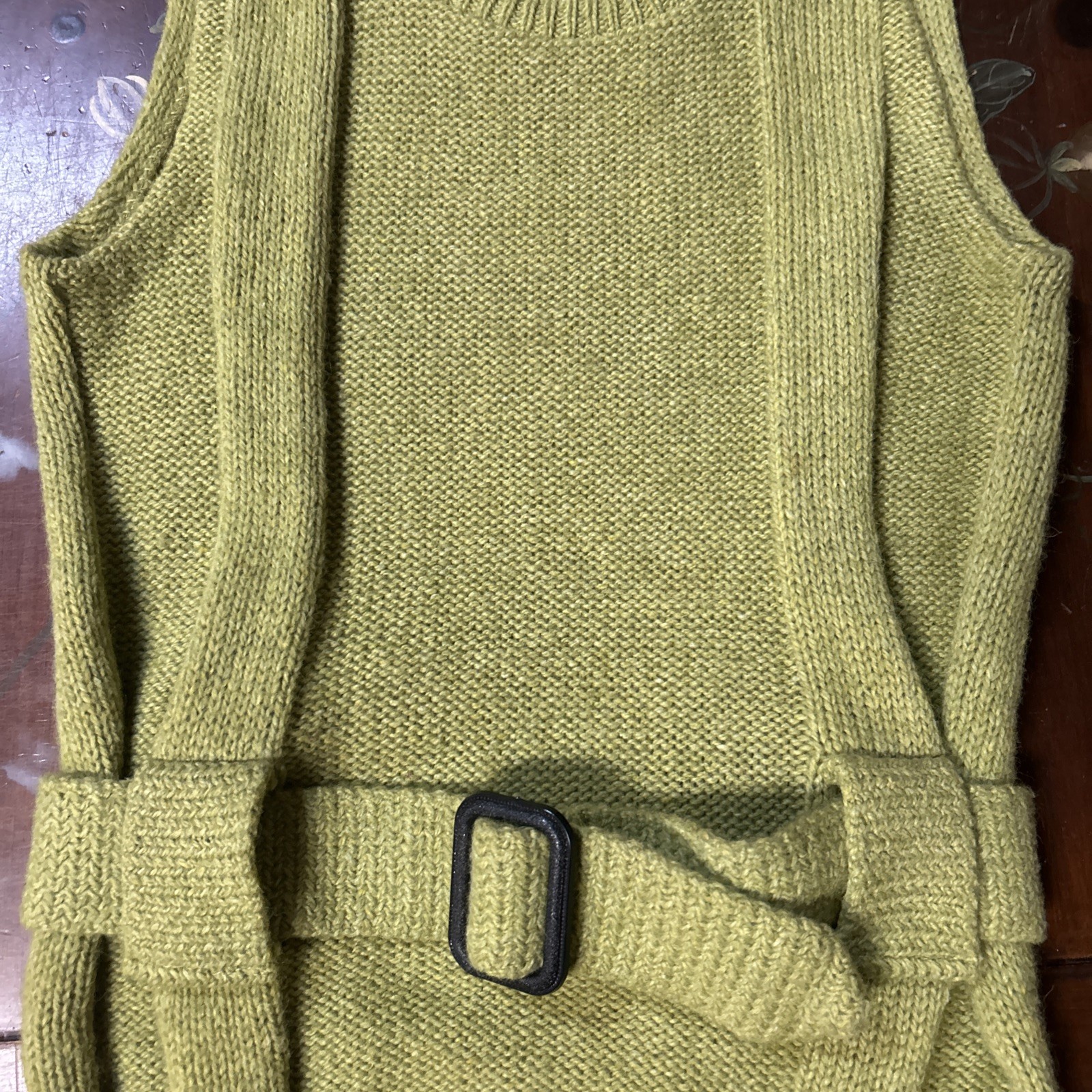 Vintage Munsingwear Sweater Vest Belted , Green, Wool/poly Blend Sz 16