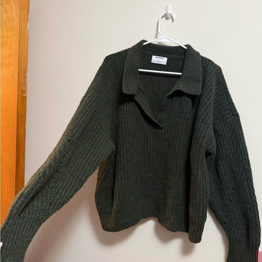 Old Navy – Women’s Slouchy Dark Green V-Neck Sweater – Size Large