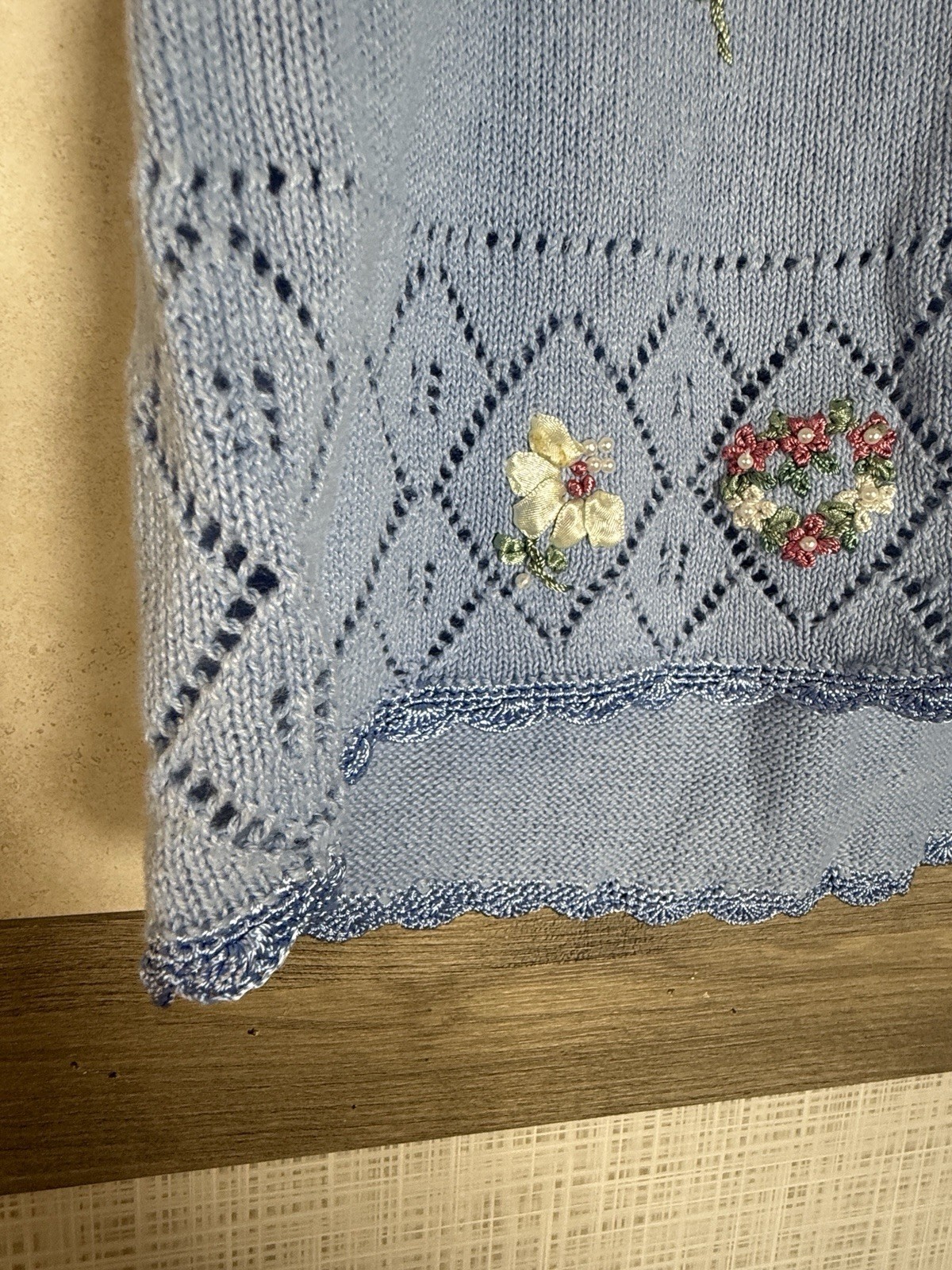 Cottage Core Vintage Blair Sweater Vest Embroidery Floral