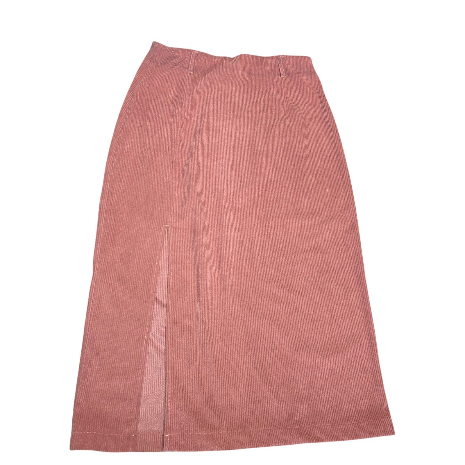 VTG 90s Mauve Thick Corduroy Midi Skirt M Grunge Minimalist Casual Cottage Boho