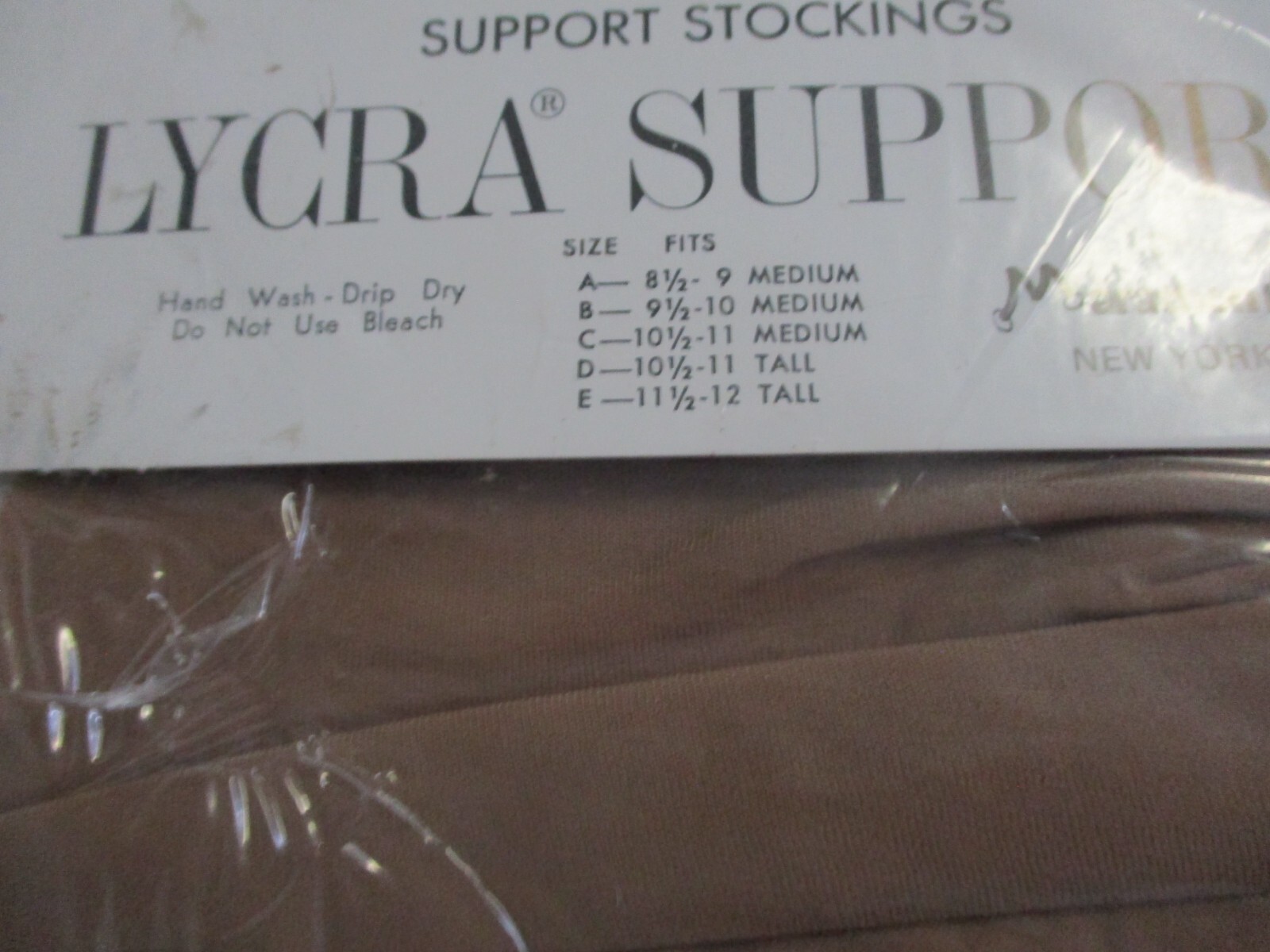 1PR VINTAGE UNBRANDED RHT SUPPORT SHEER NYLON STOCKINGS SZ 11 1/2-12 TALL BEIGE