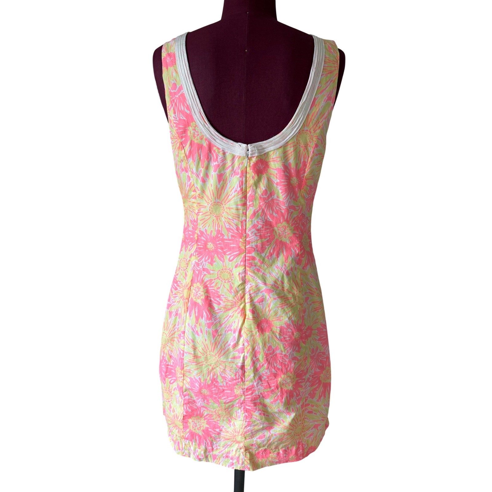 Lilly Pulitzer Mini Dress Janice Shift Resort White Sun Kissed Pink Yellow 6