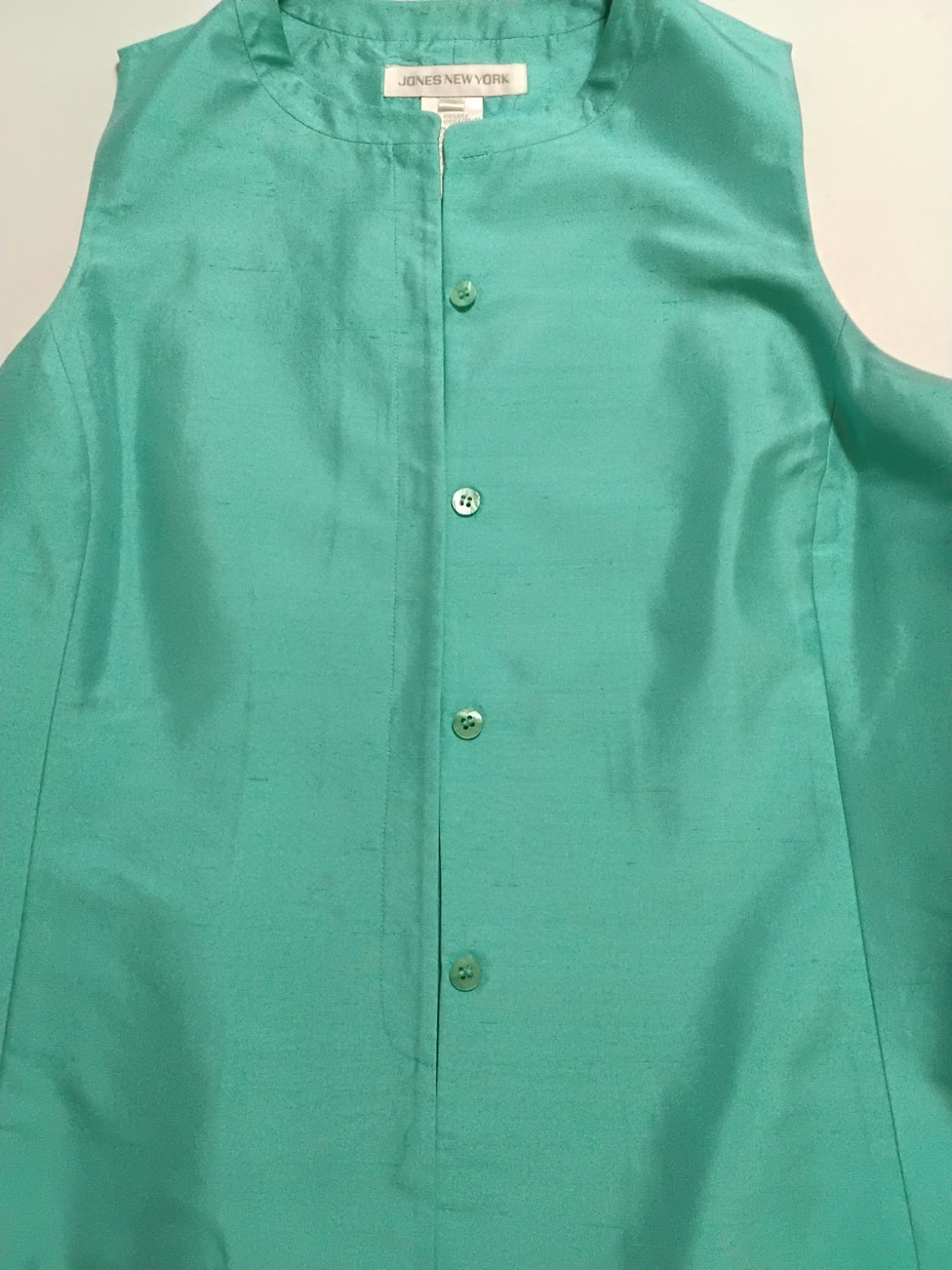 Vintage Jones New York Silk Pantsuit Sleeveless Top Turquoise Aqua Blue Sz 10