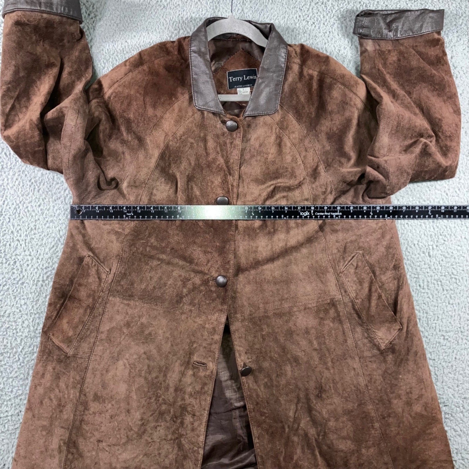 VTG Terry Lewis Leather Suede Jacket Women L Button Front Relaxed Chore Classic