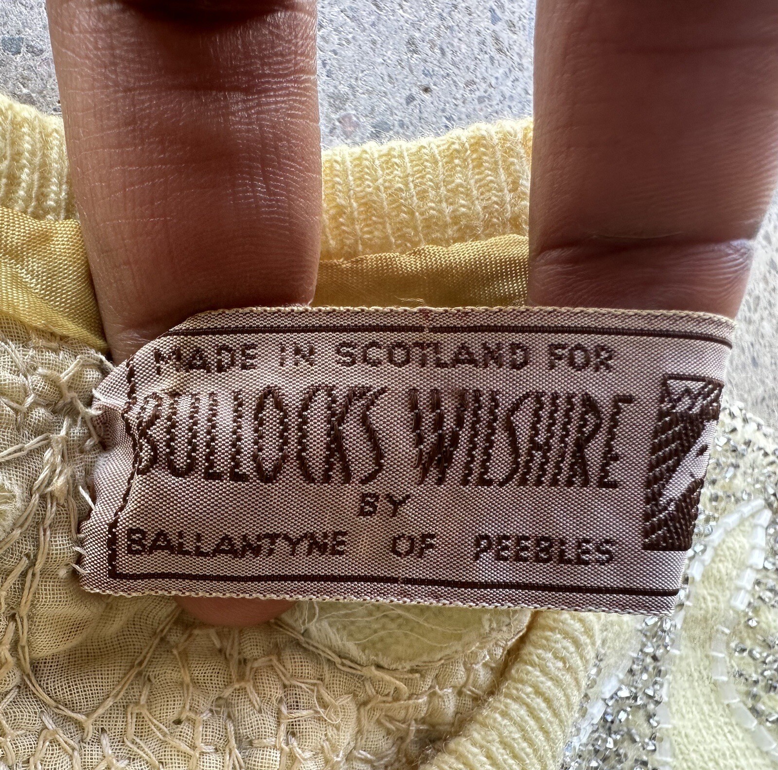 Vintage RARE Bullocks Wilshire by Ballantyne of Peebles Bedazzled Jewel Sweater
