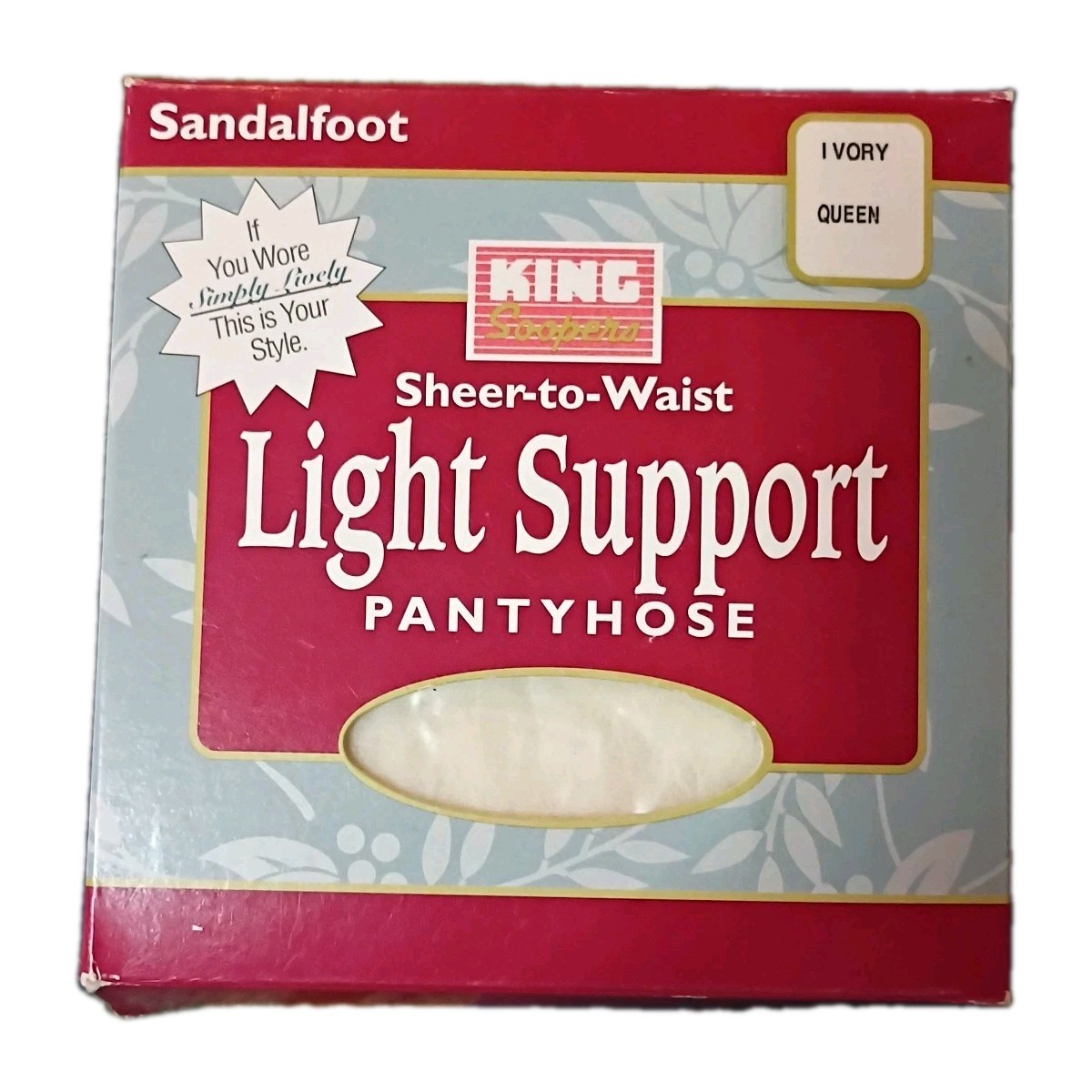 Vintage NEW Queen Size Sandal foot Pantyhose Ivory King Soopers Light Support