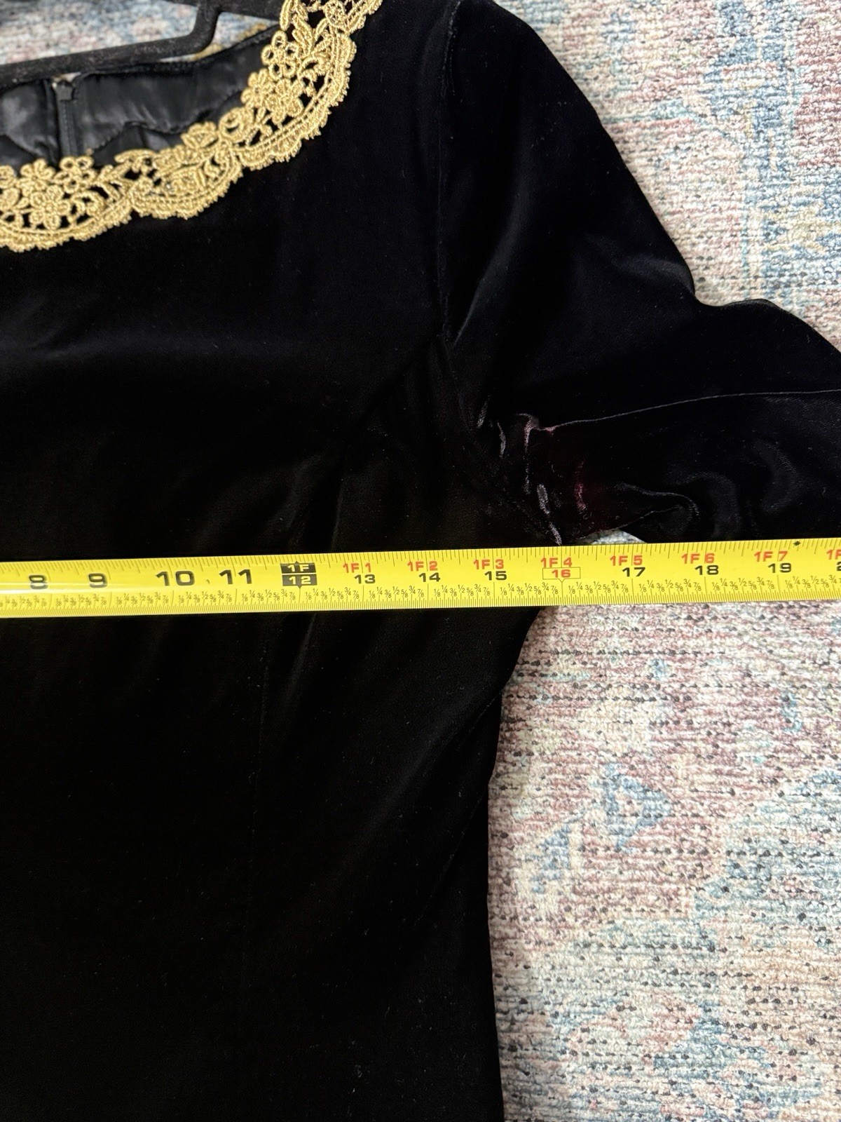 Vintage Scott McClintock Black Velvet Metallic Gold Prom Party Dress Size 6