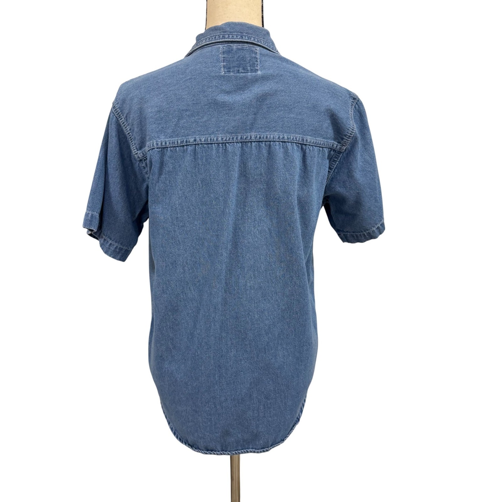 90s Embroidered Sunflowers Denim Shirt Size Small Made in Hong Kong