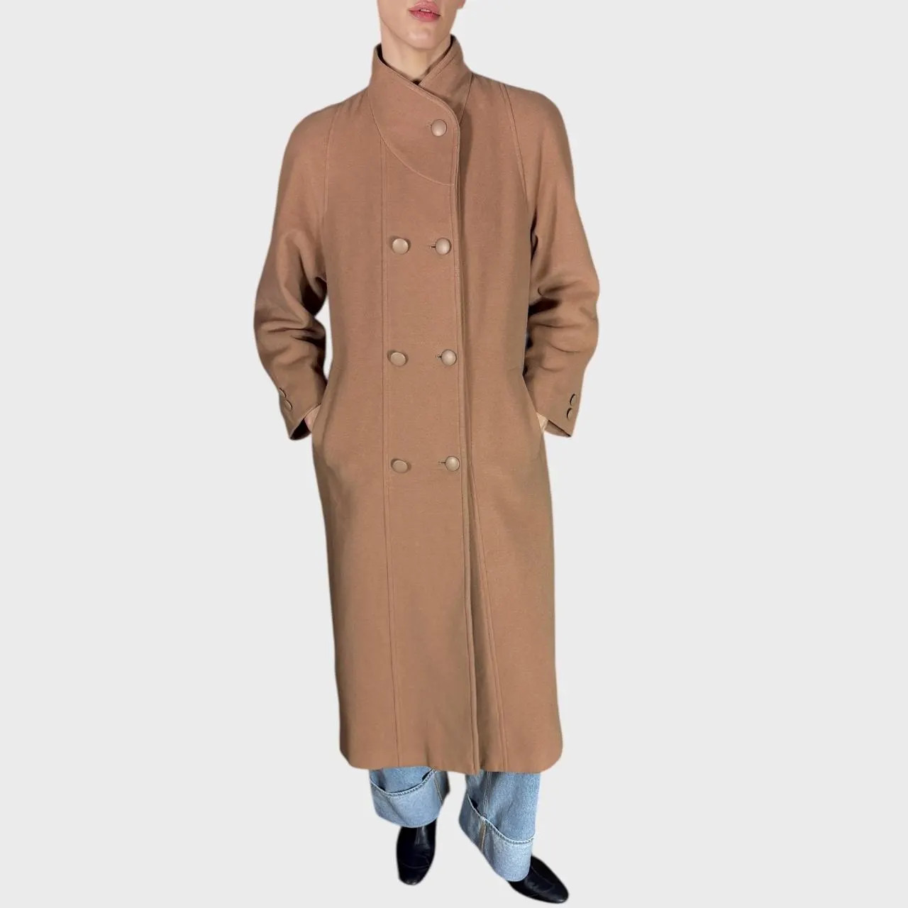 Vintage Cream Beige Wool Coat size US6/8; EU38/40
