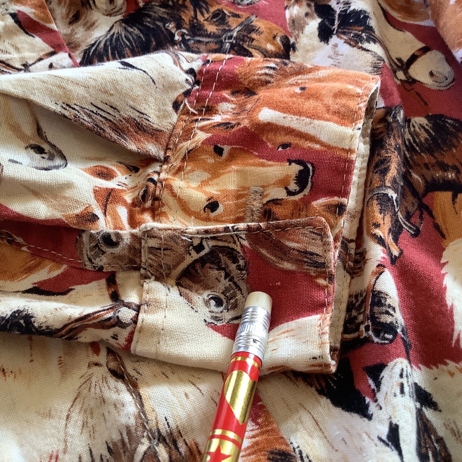 Vintage Panhandle Slim Womens Western Shirt Size Medium Horses Button Up Cotton