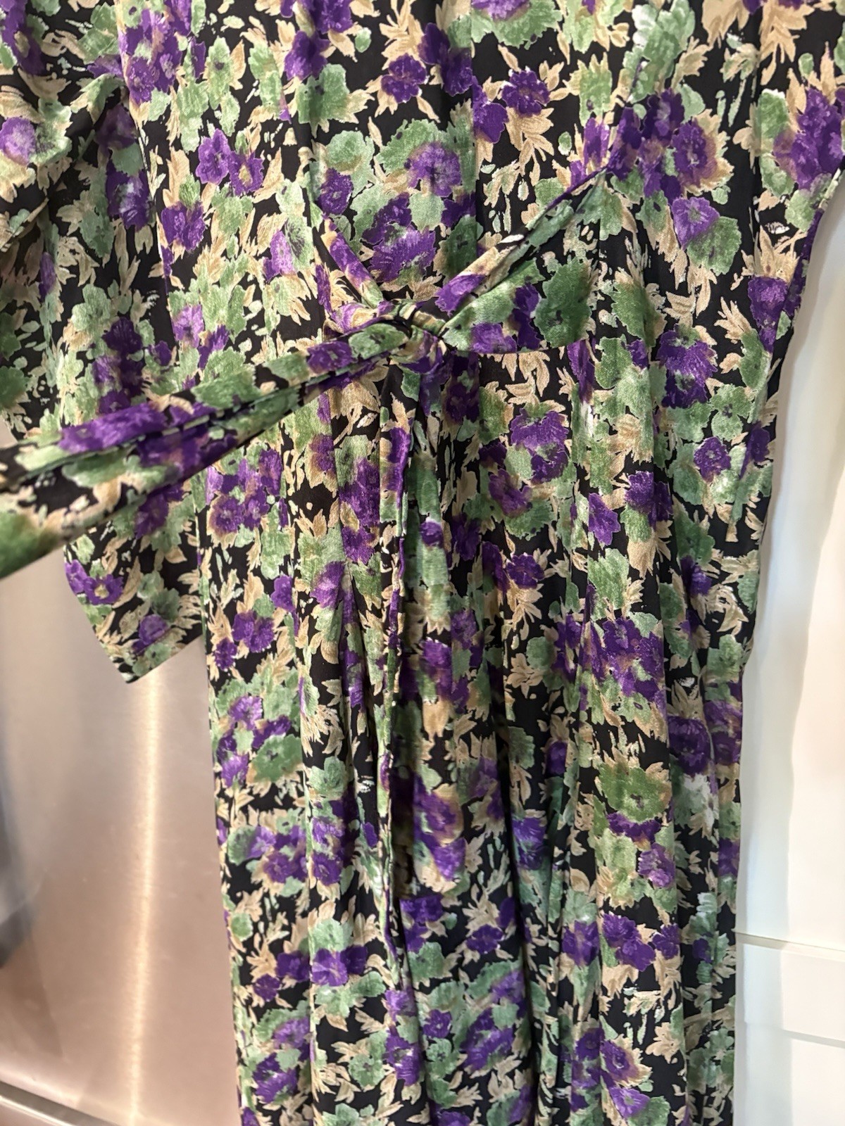 New Vintage 90s Olive Clothing Co. Sz 1 Rayon Long Slv Swing Dress Made in USA