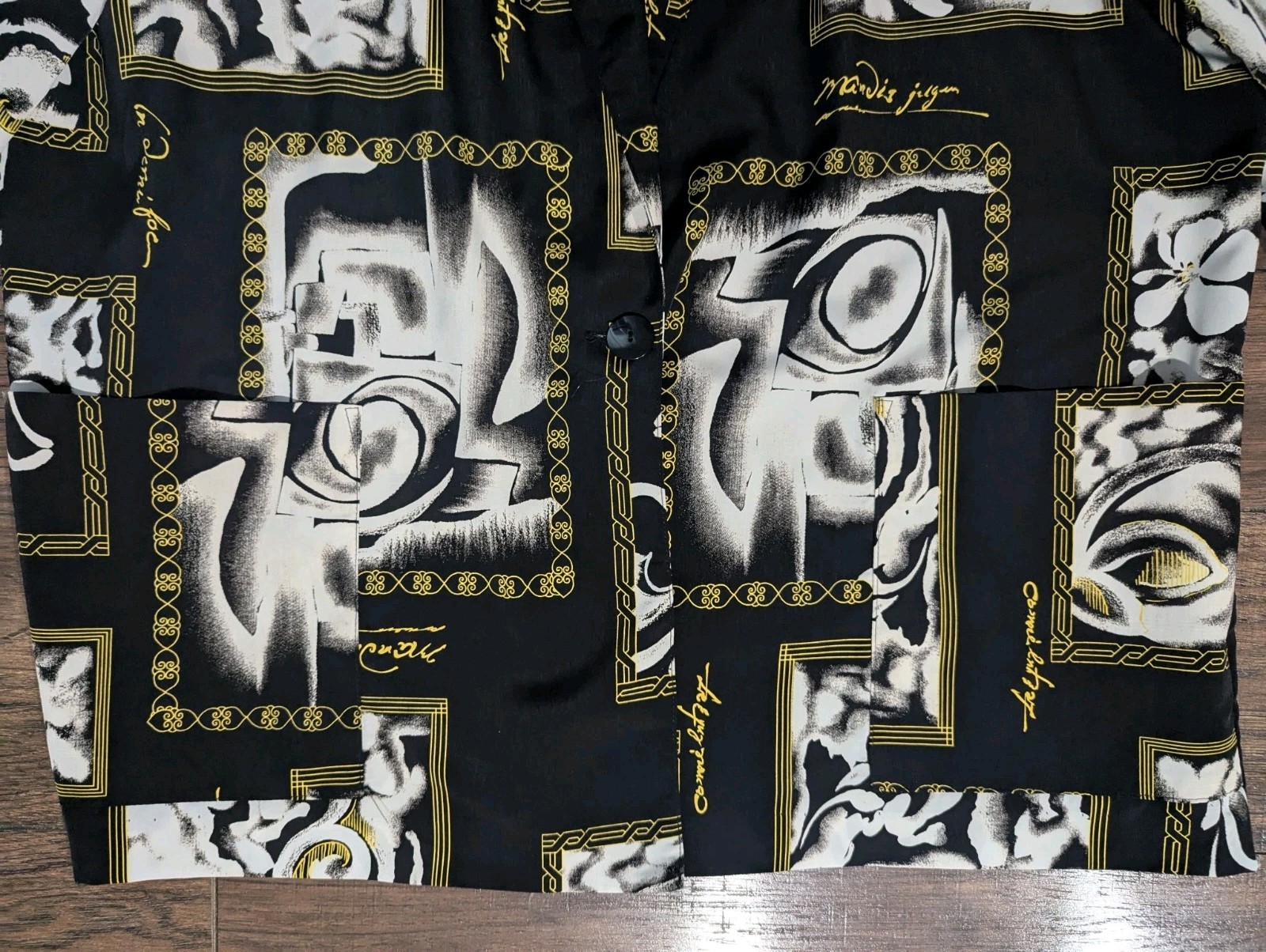 Jonathan Logan Vintage Black White & Gold Unique Abstract Print Blazer Size 3X