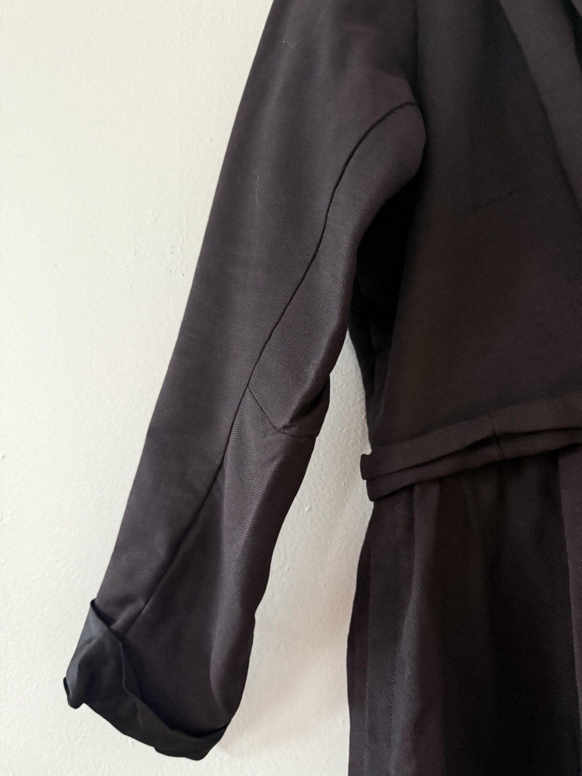 Antique Victorian Wool Crepe Full Length Winter Wrapper Dress/Duster Mourning M