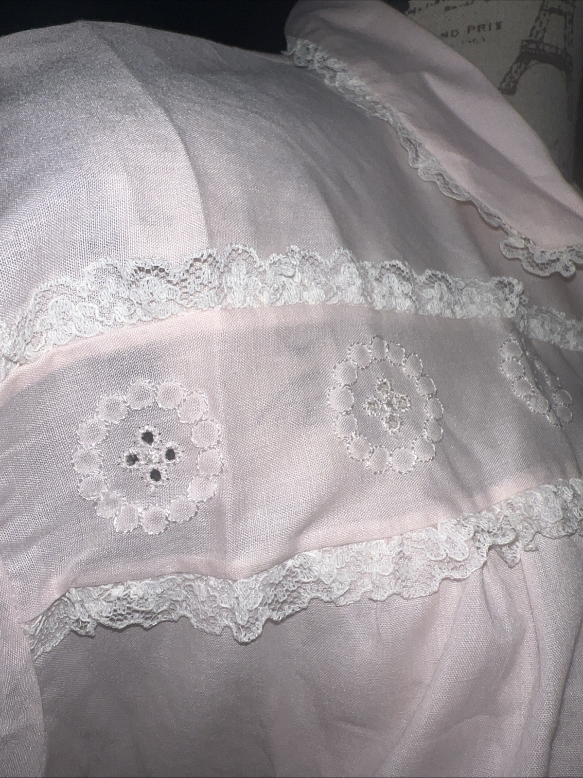 VINTAGE Katz Pajamas NIGHTGOWN /Robe GrannyCore Lace Embroidery BABYDOLL XL Pink