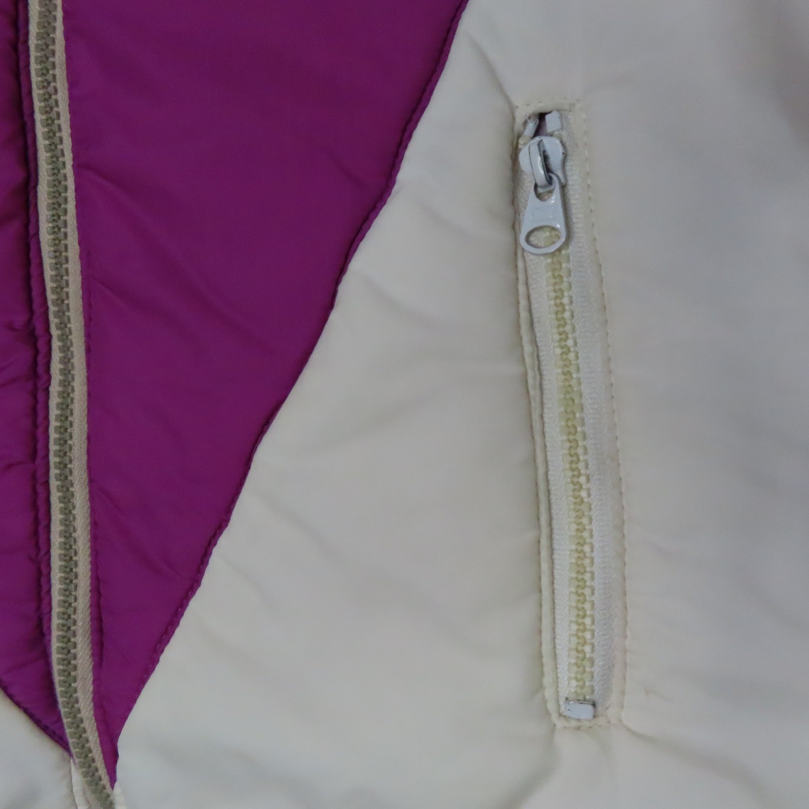 Vintage 80s Puffer Ski Jacket Womens Small Pink Colorblock Zip Off Sleeves Vest