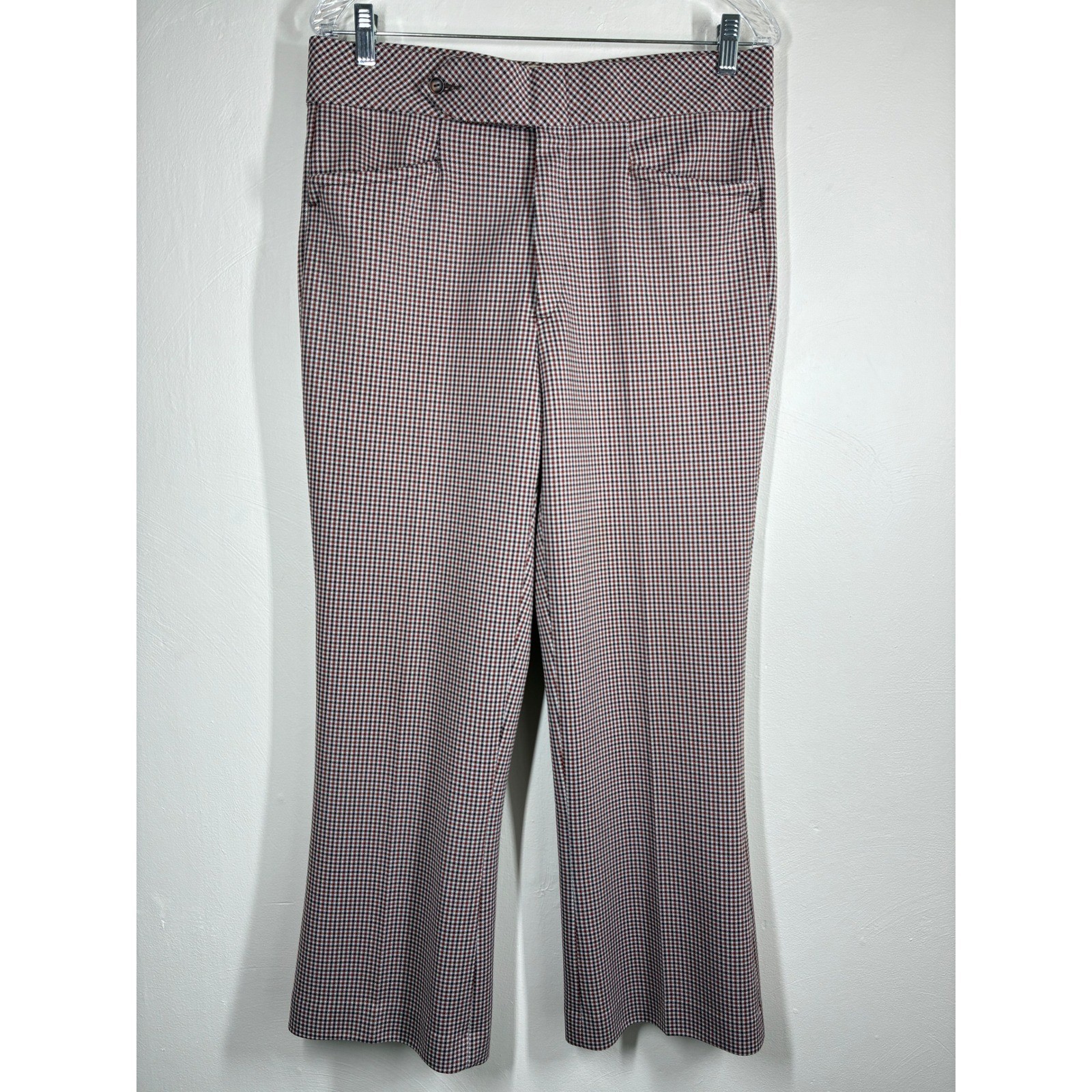Vintage 70s Brown Plaid Bell Bottoms 31.5 x 28.75 Flare Leg Trousers Mod Groovy
