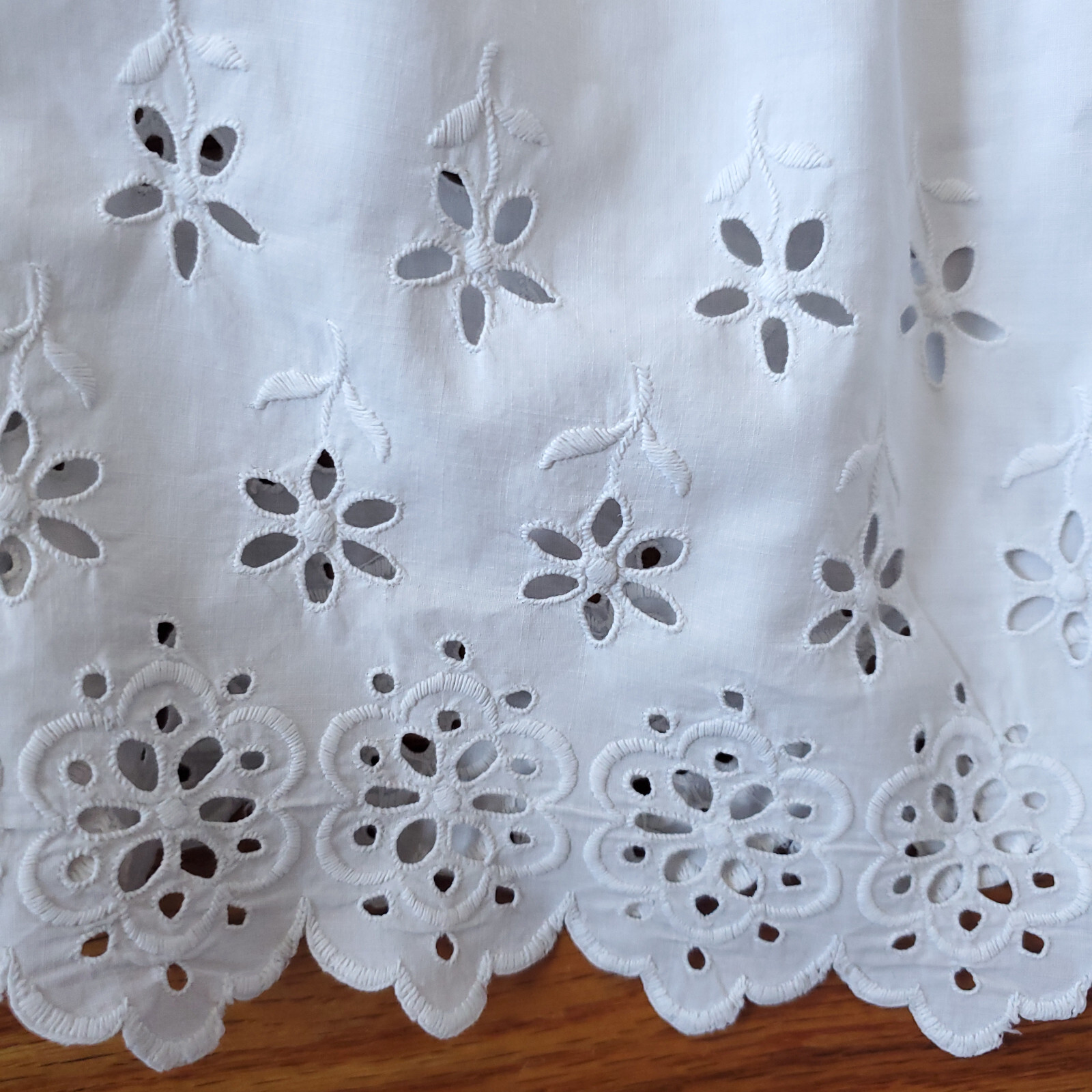 Antique Victorian Edwardian undergarment white cotton eyelet lace slip old dress