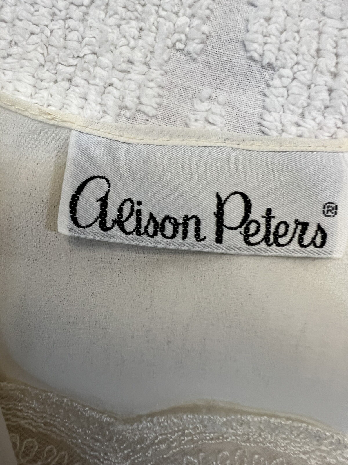 Vtg 80s Alison Peters Dress Sz S Ivory Wedding Lace Cowl Sheer Midi Satin Belt