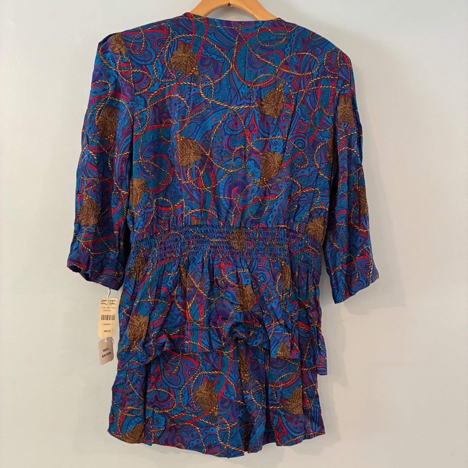 Vtg NWT Lady Carol Petites Top/Skirt 14P Paisley Nautical Rope Tier Retro Office