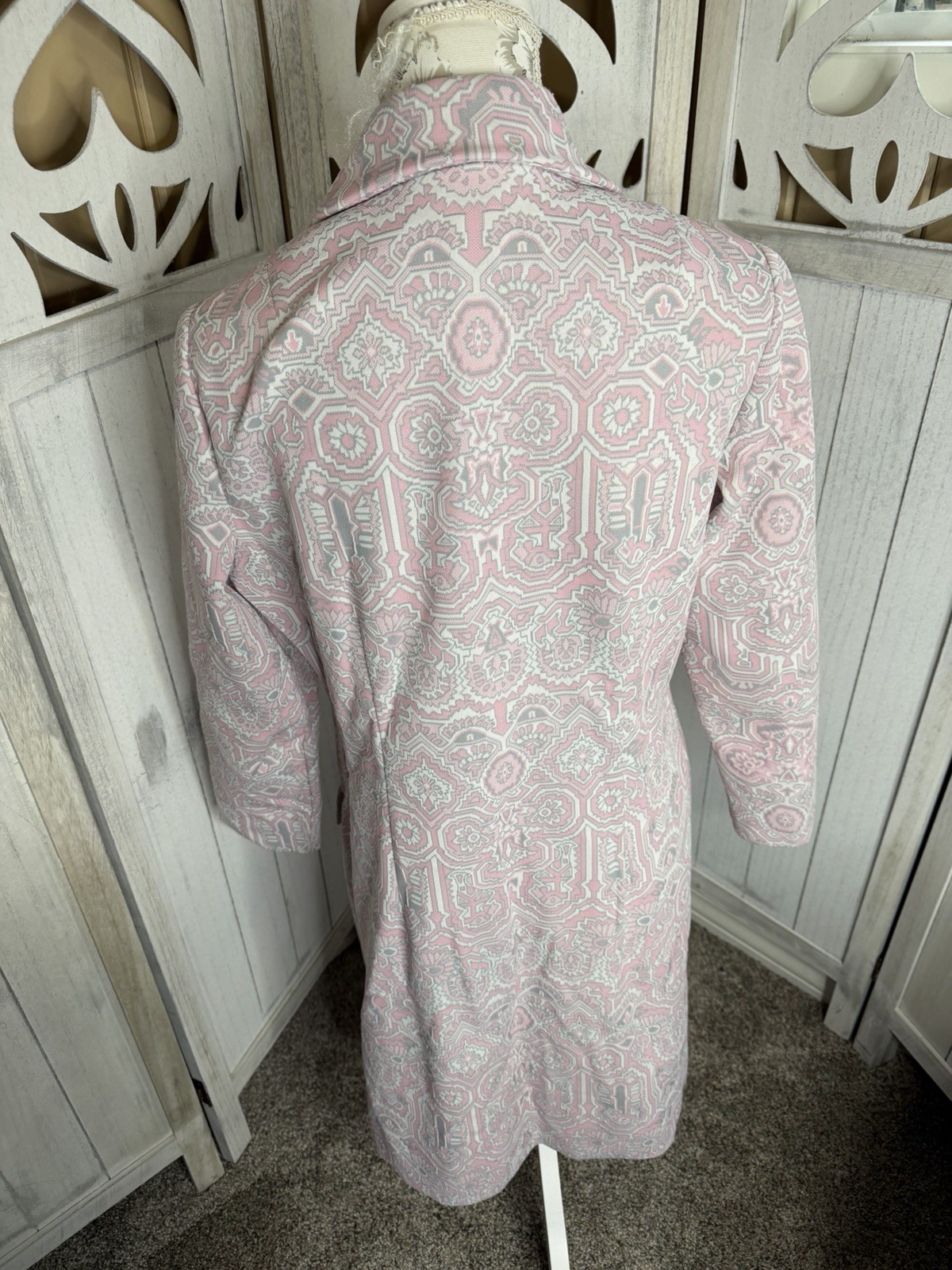 Vintage PURITAN Forever Young Light Pink Gray Geo Pattern 60s 70s Mod Size Large