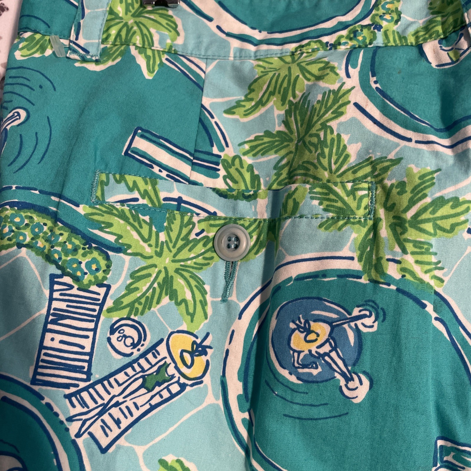Lilly Pulitzer Size 34 Greens Pool Tropical Pants Vacation/Cruise