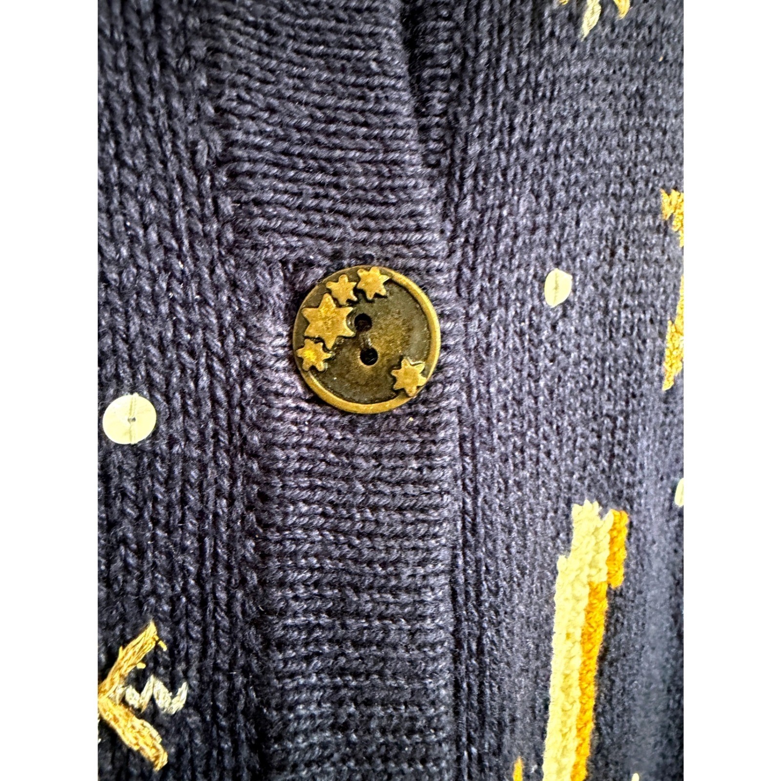 Design Options Celestial Cardigan L Navy Sun Moon Stars Vintage Whimsigoth Fairy