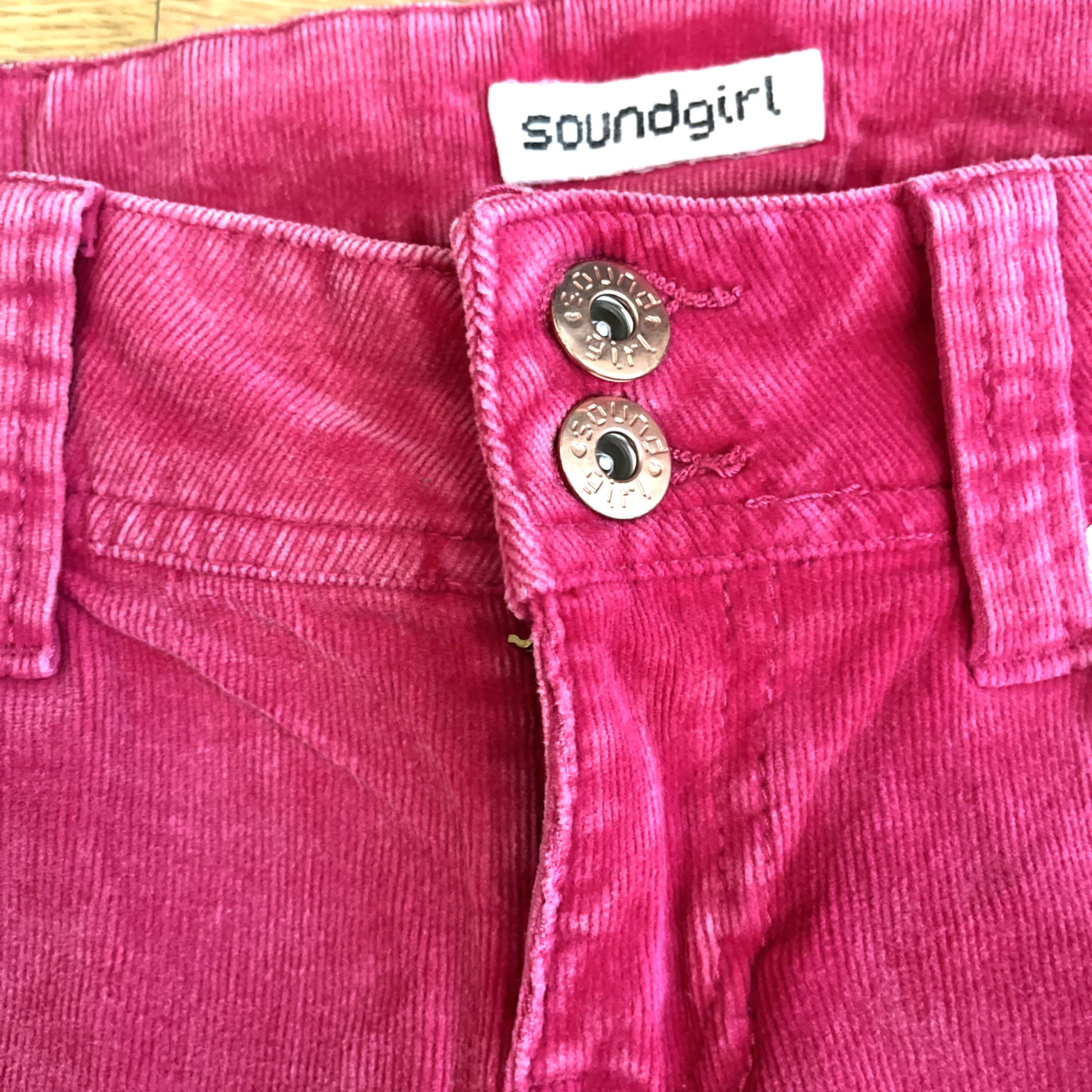 Vintage Soundgirl Pink Corduroy Skinny Leg Flared Pants Size 7 NWT Pockets Retro