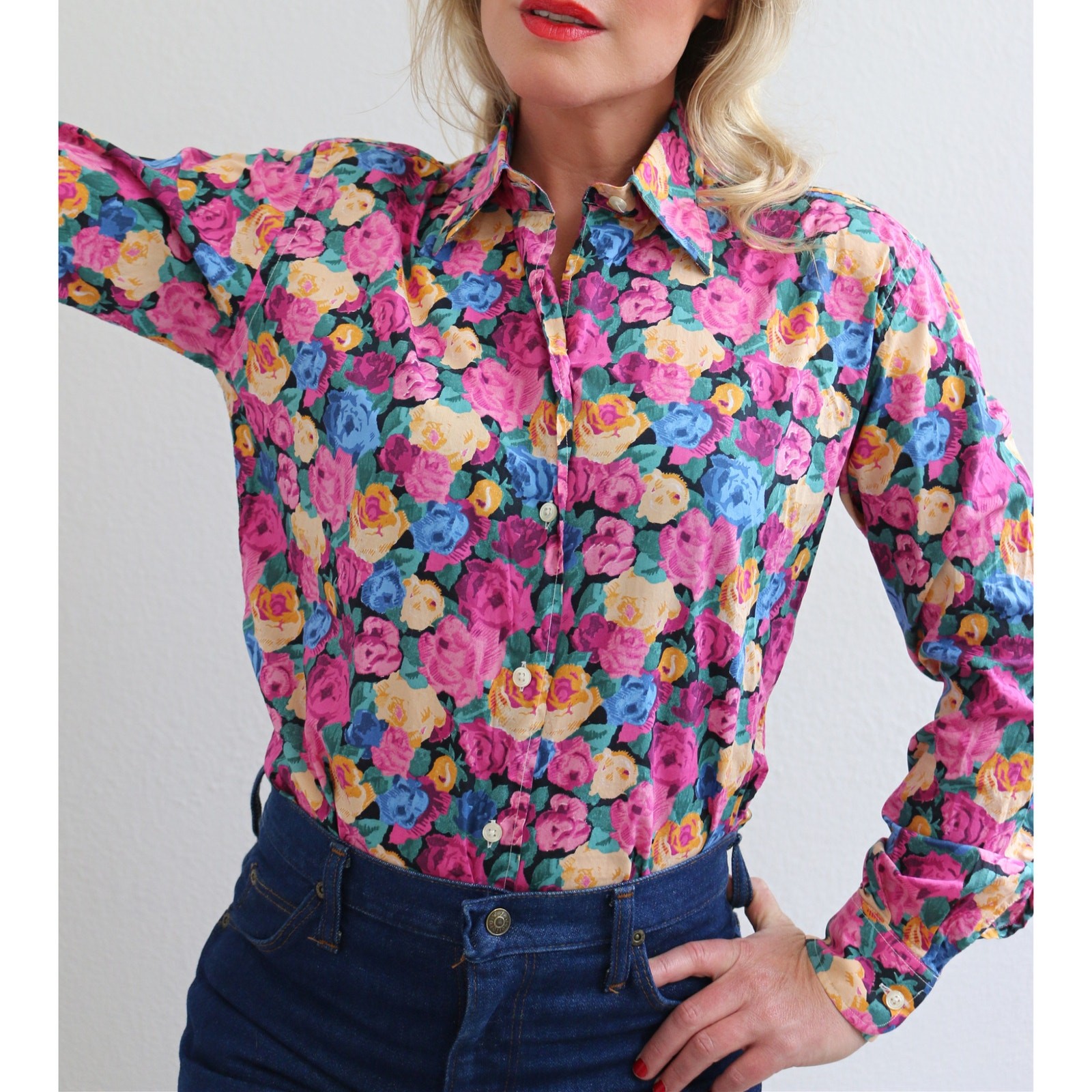 2000’s Vintage Maus & Hoffman Floral Blouse Women’s XS SM MD Liberty Art Fabrics