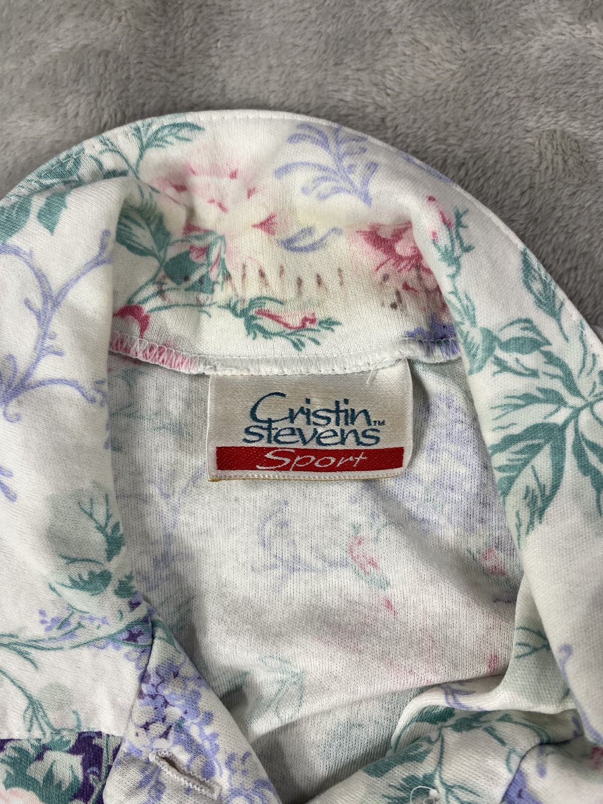 Vintage Cristin Stevens Shirt Women Medium Floral Multicolor 80s 90s Cottagecore