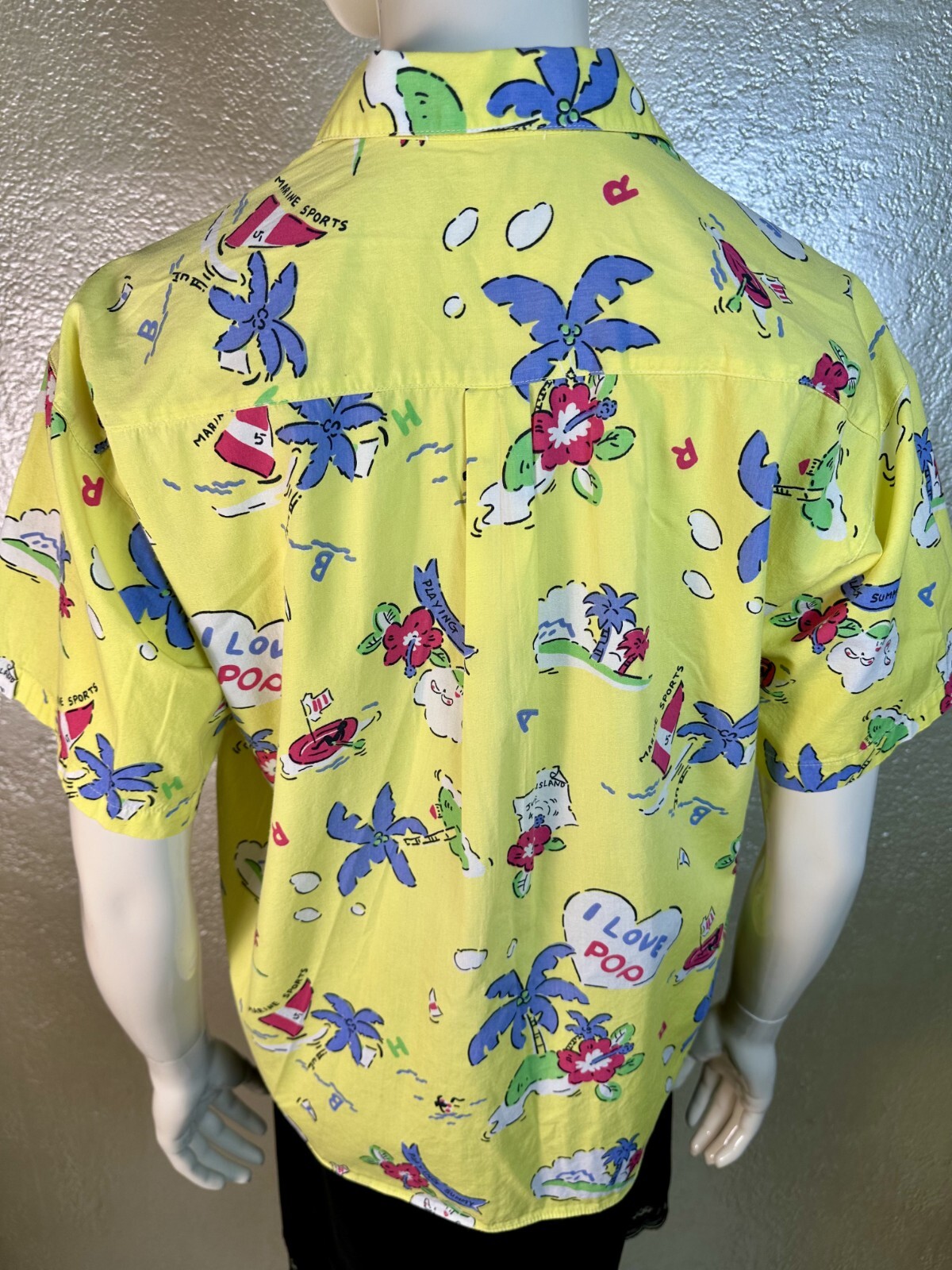 Vintage 1980’s Fashion In MICHEL Yokohama Yellow I LOVE POP! Cotton Short Sleeve