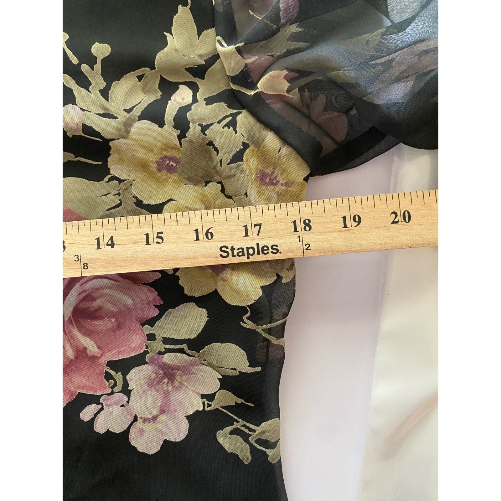 Jessica Howard Womens Floral Chiffon 2 Piece Skirt Set Black Pink Rose Maxi Top