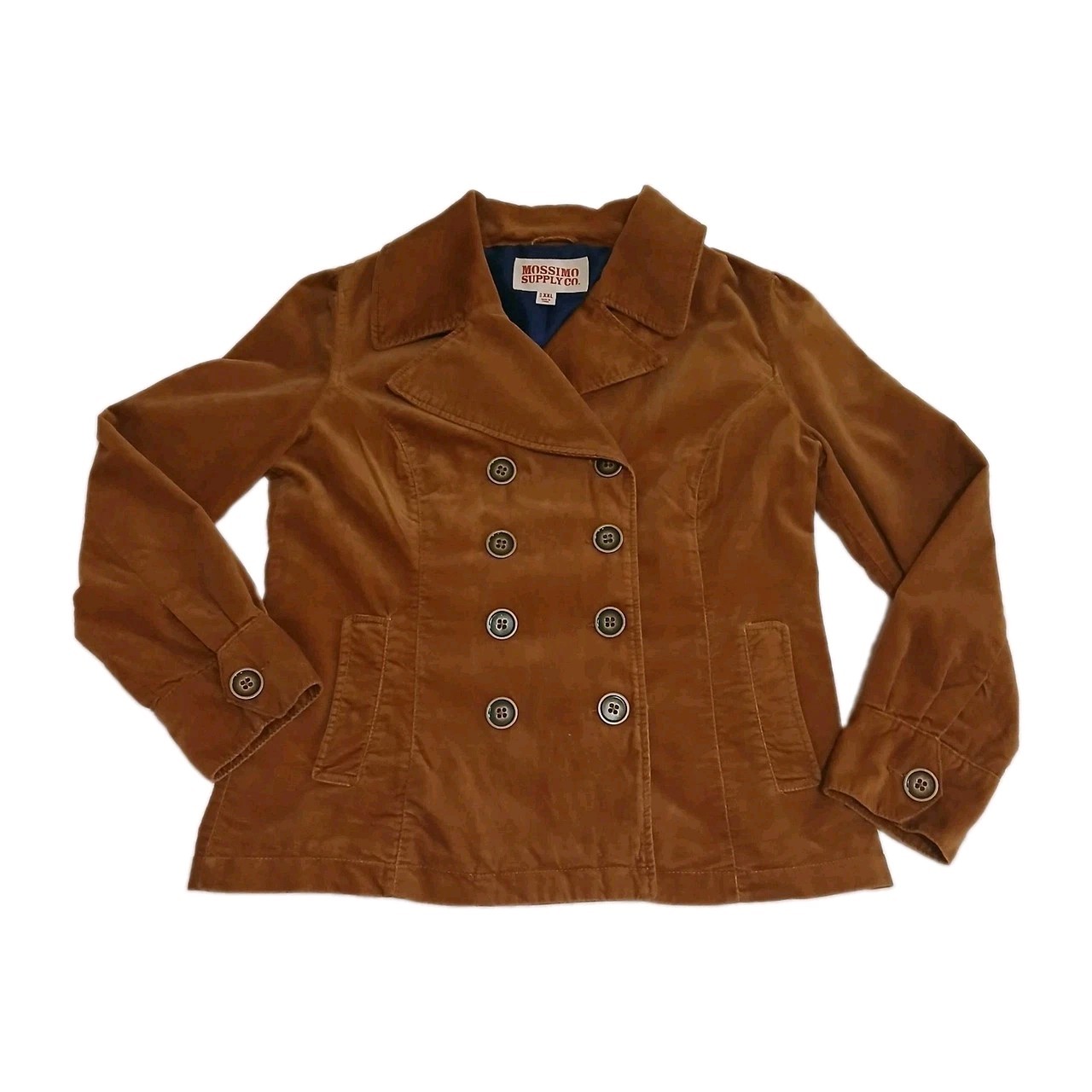 Mossimo Supply Co Corduroy Pea Coat Women L Brown Double Breasted Y2K 90s Retro