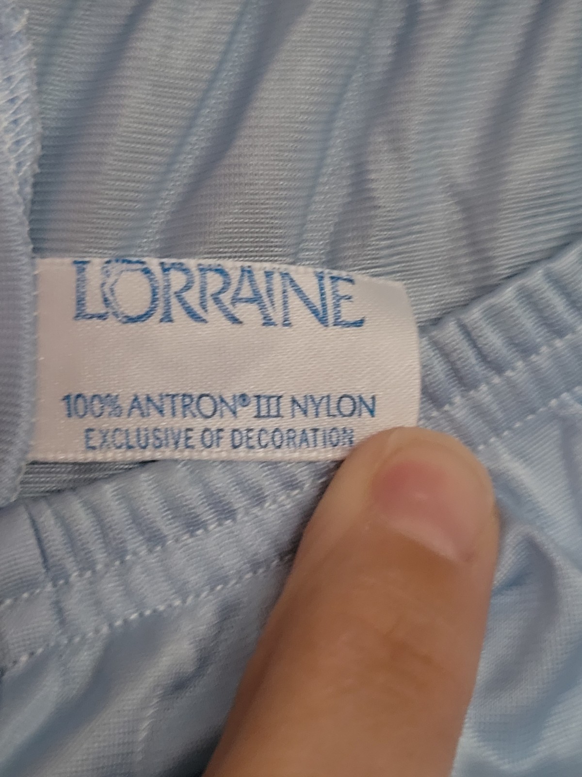 Vintage Lorraine Pajama Set 1X Blue Nylon Lace 2 Pc USA Sleepwear Womens
