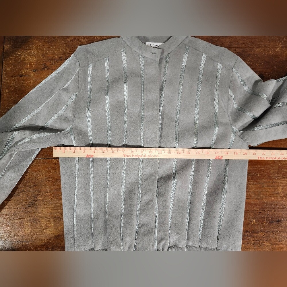 Vintage St. Croix Knits Gray Women’s Button Jacket Size Large. Stripe design.