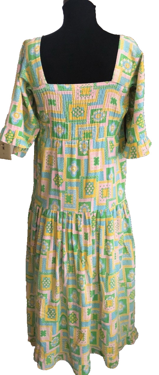 Vintage Peasant Garden Cotton lightweight Peasant dress Iowa Farm Milkmaid M/L