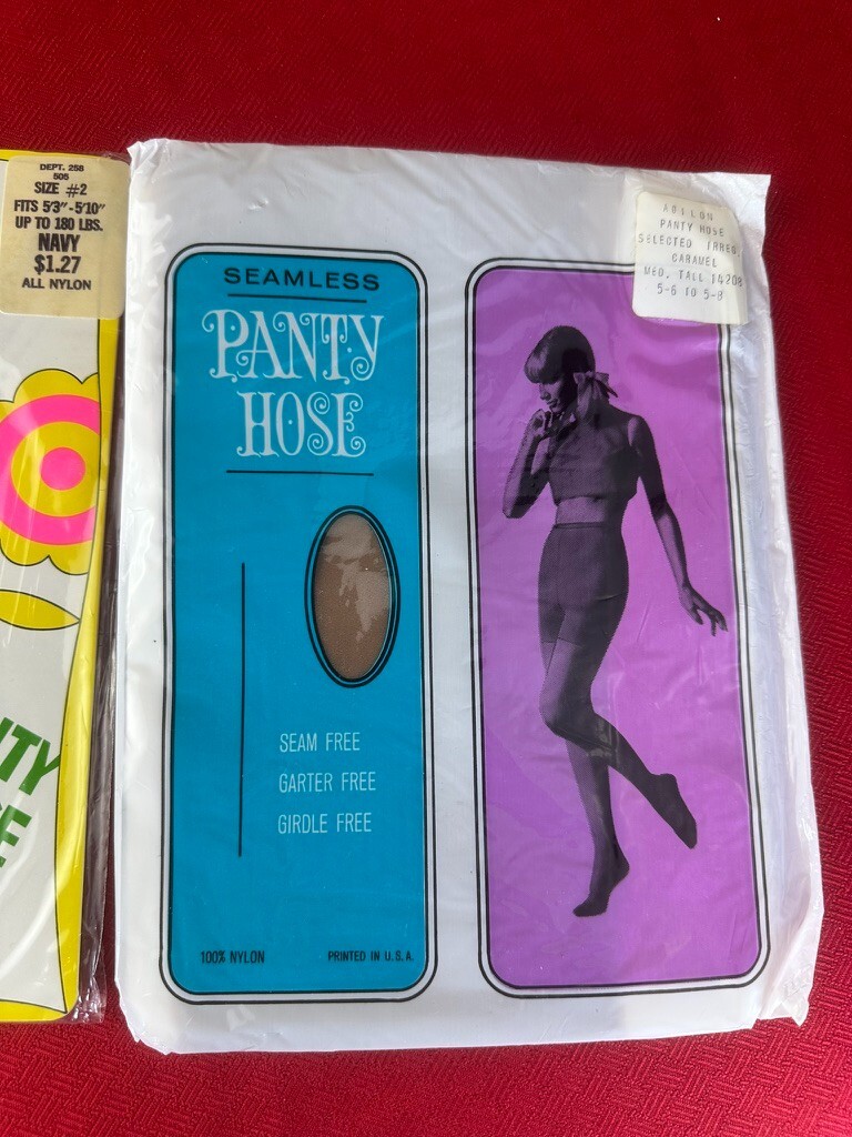 Mix 2 LOT VTG Panty Hose Target Opaque Navy Seamless Brown 5’6 – 5’8