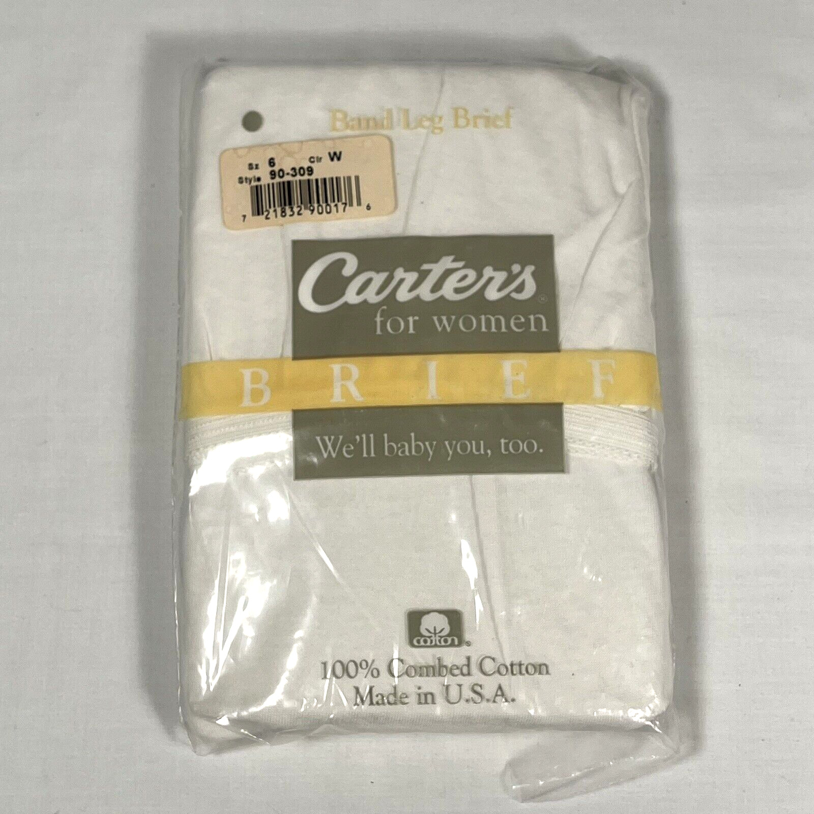 NIP Vintage Carter’s White Band Leg Brief Size 6