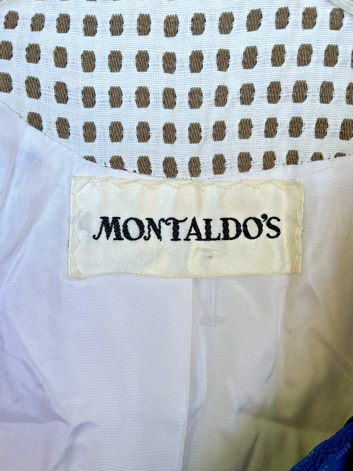 Vtg Coat Jacket White 60s Designer Montaldos Lightweight Brown Polka Dot S M