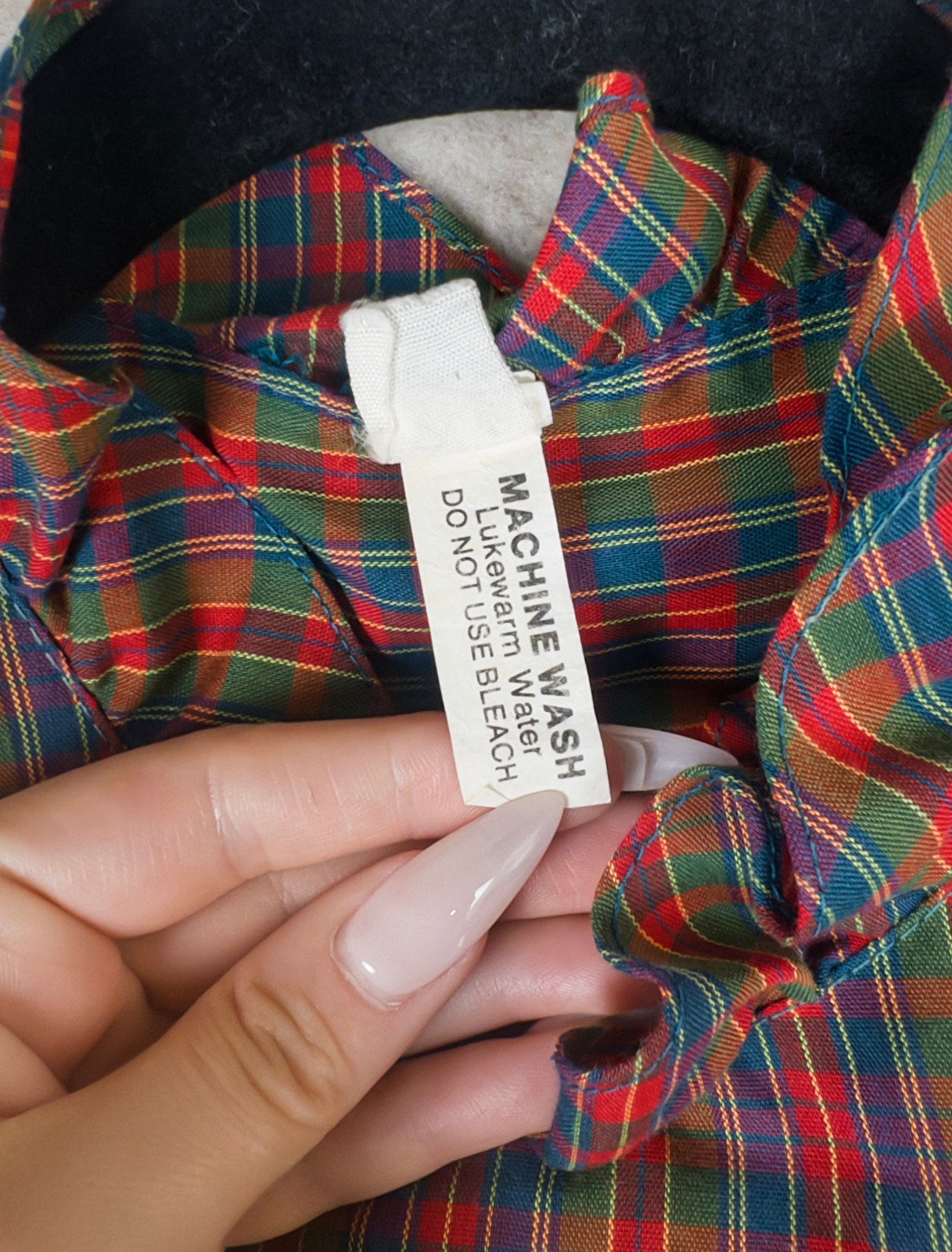 Vintage 60s 70s Red Plaid Ruffle Prairie Midi Dress Best Fit S/M Western Holiday
