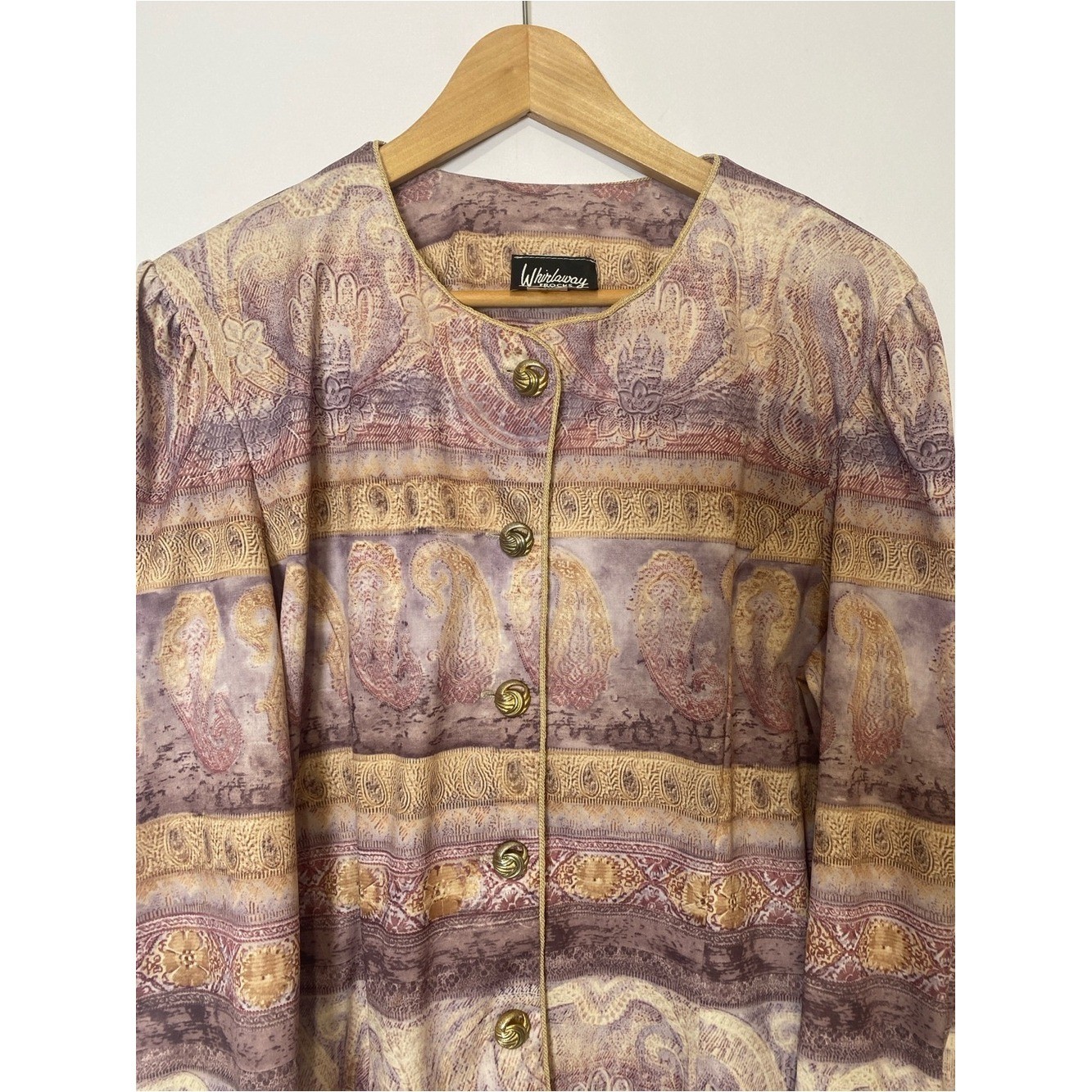 Whirlaway Frocks Paisley Jacket Blazer Vintage Boho Purple Gold Size 16 Women