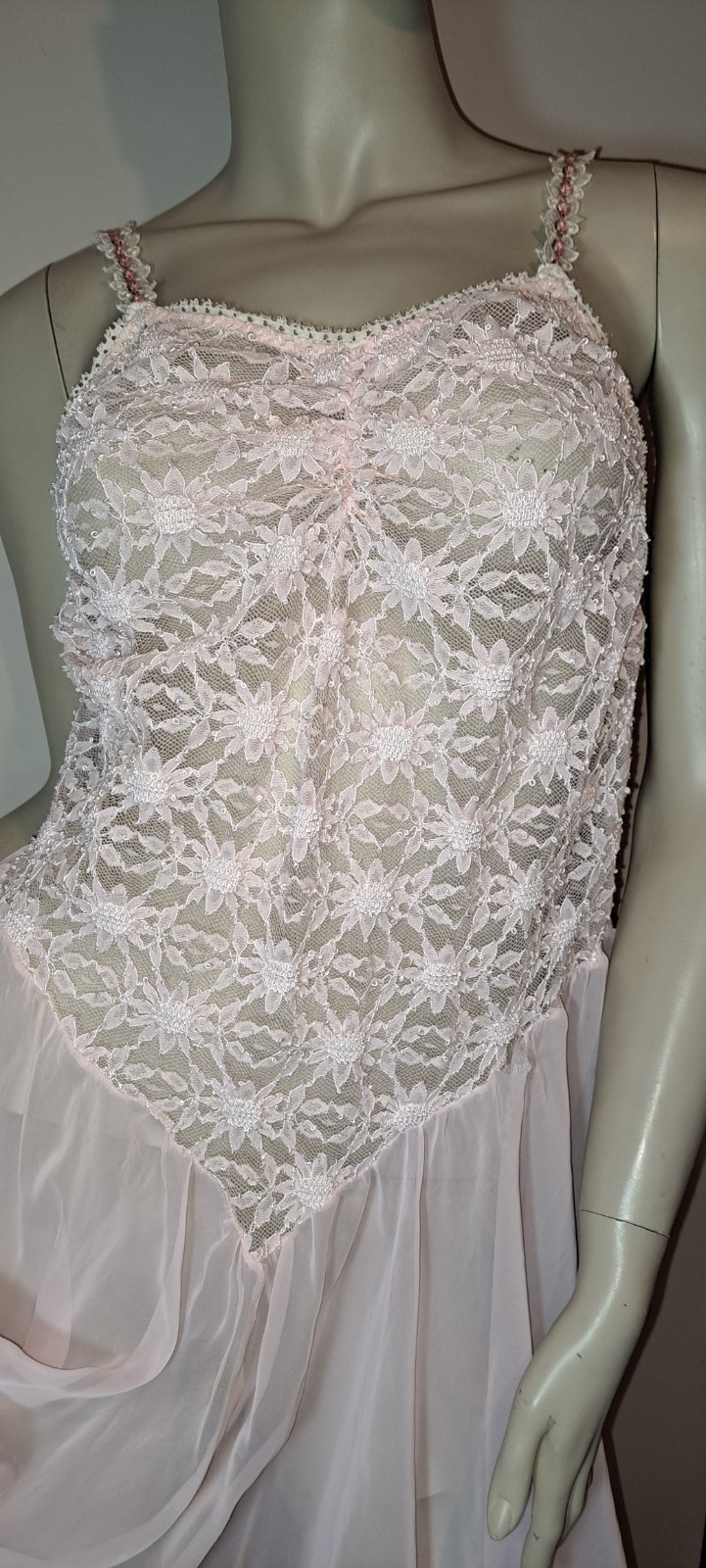 Pink Sexy Stretch Top Nightgown Sheer Skirt Xl Vtg Especially Yours