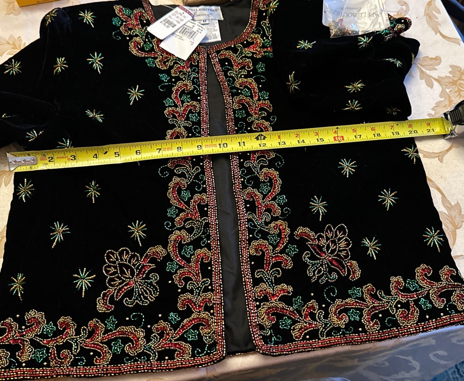 Vintage Adrianna Papell Evening Beaded Velvet Jacket Holiday NWT Women’s Sz M