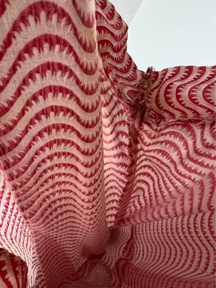 Vintage Murray Classics 70s 80s Burgundy Wave Print Midi Dress Belted Pockets M